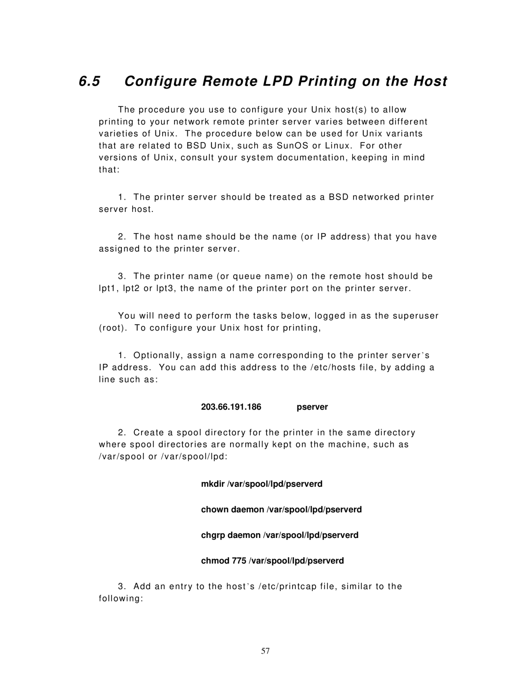 LevelOne WPS-9123, FPS-9023 user manual Configure Remote LPD Printing on the Host 