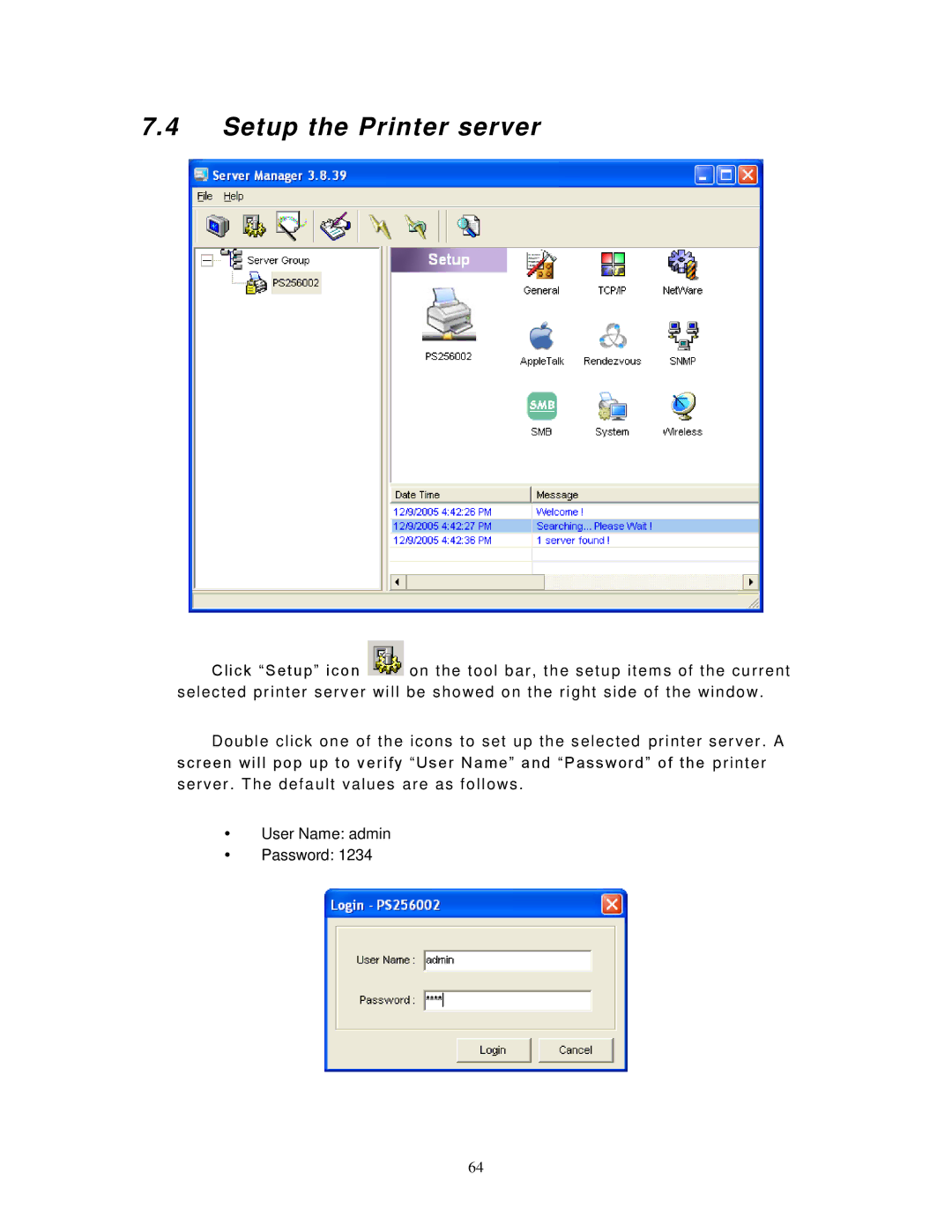 LevelOne FPS-9023, WPS-9123 user manual Setup the Printer server 