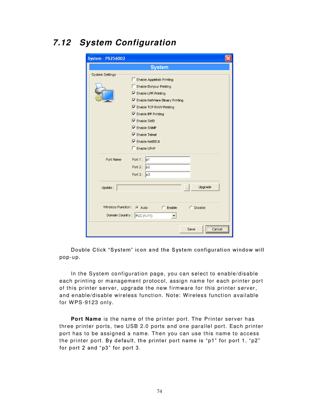 LevelOne FPS-9023, WPS-9123 user manual System Configuration 