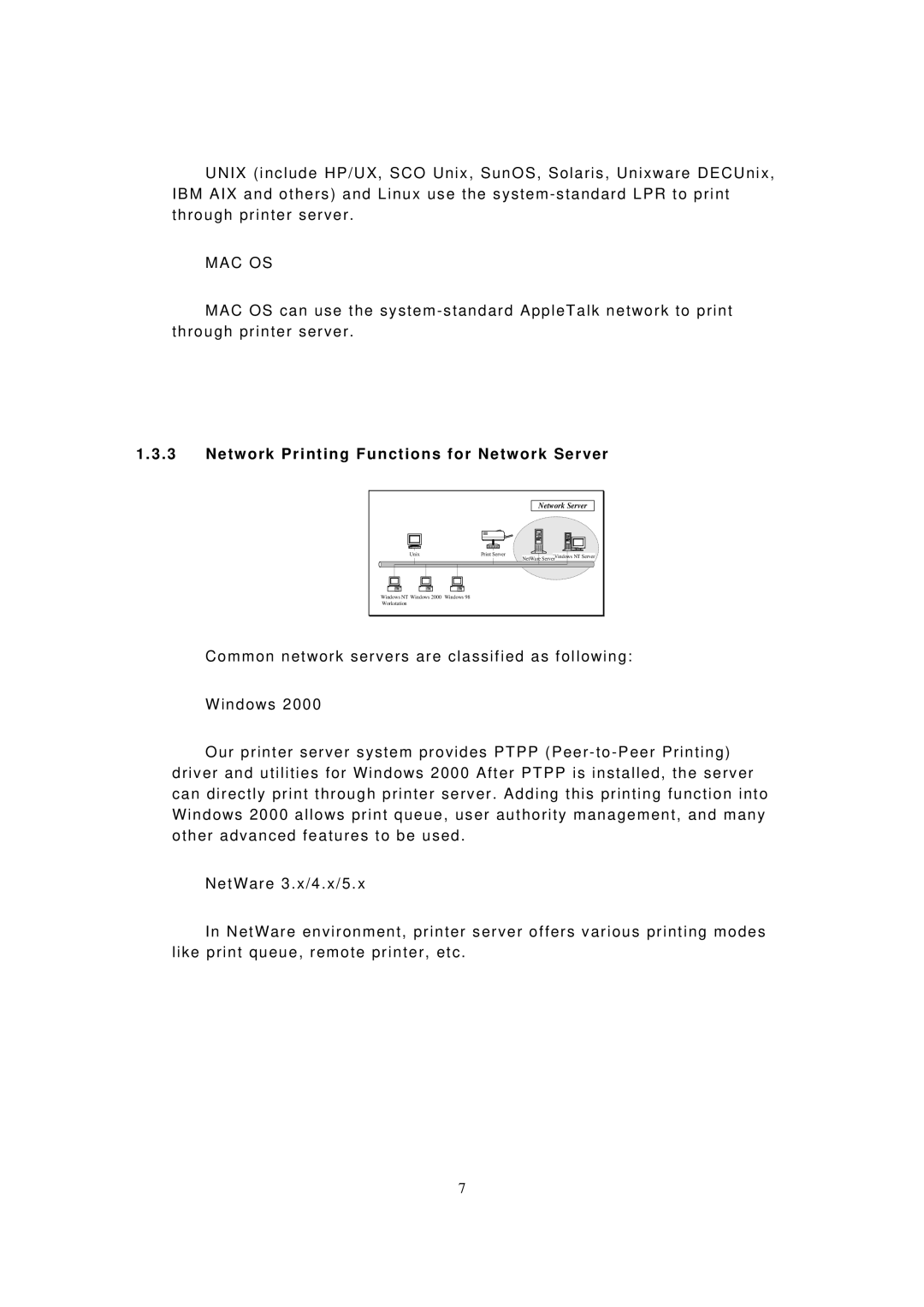 LevelOne WPS-9123, FPS-9023 user manual Network Printing Functions for Network Server 