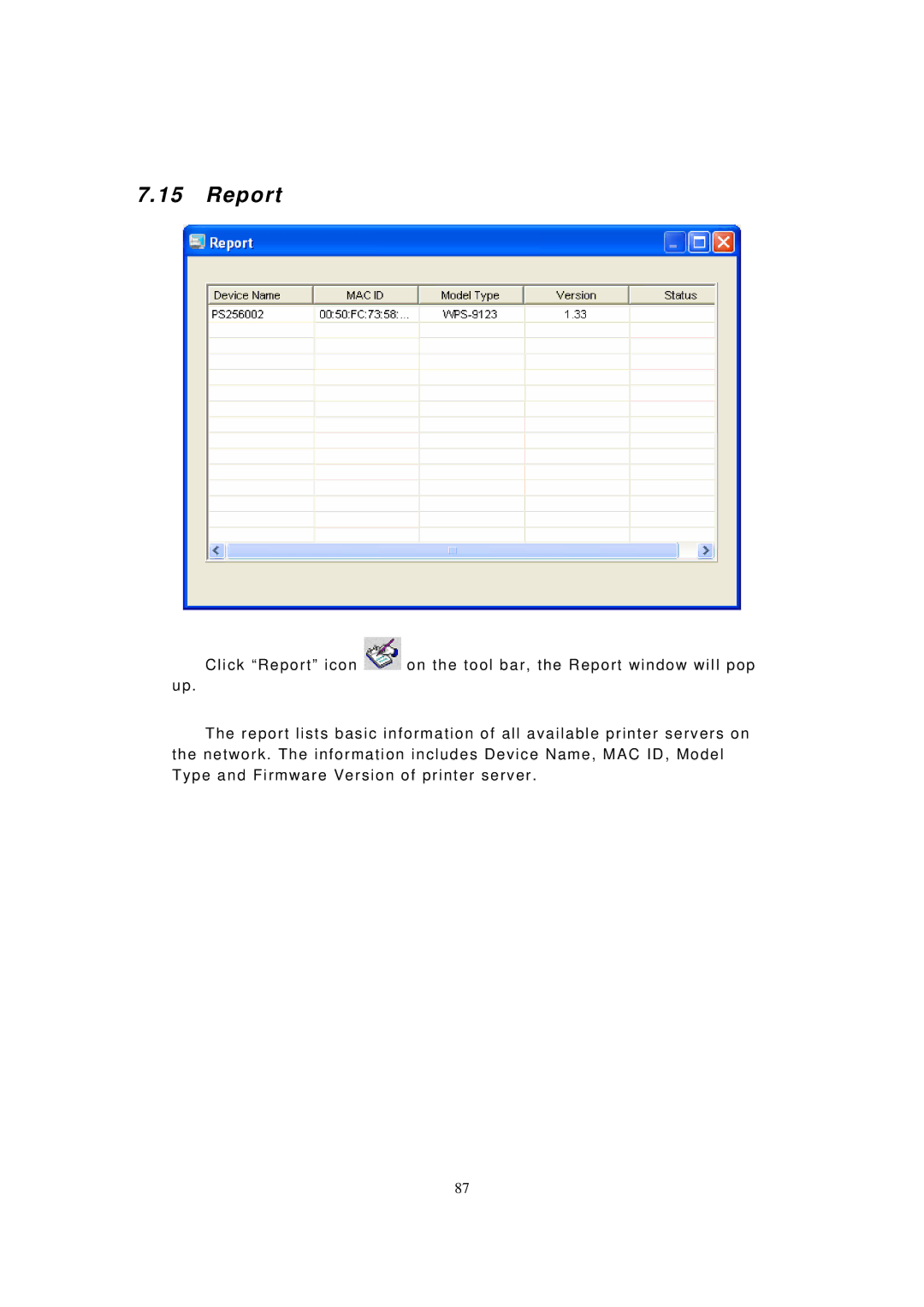 LevelOne WPS-9123, FPS-9023 user manual Report 