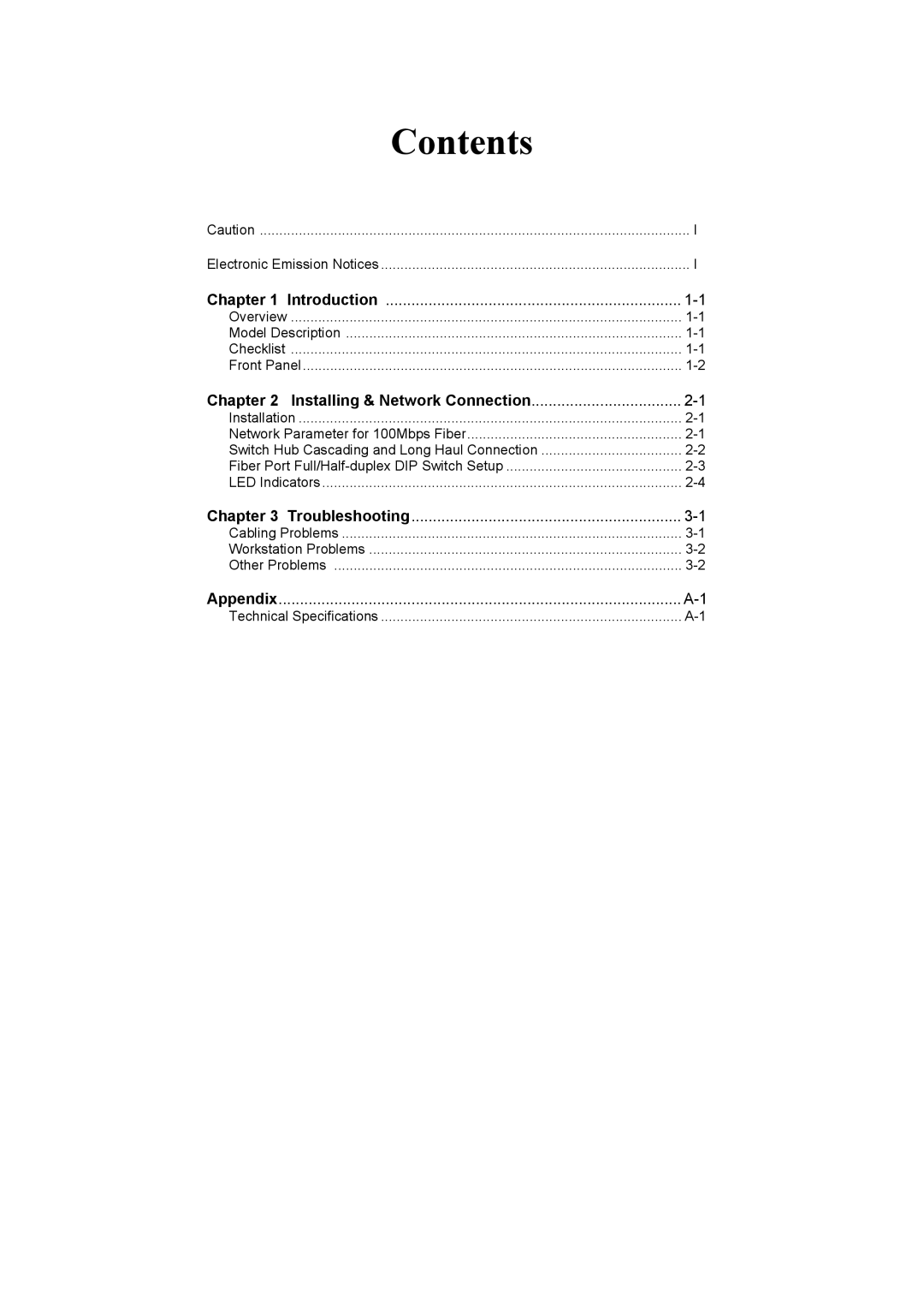 LevelOne FSW-0800FXC, FSW-1600FXC, FSW-0800FXT, FSW-1600FXT manual Contents 