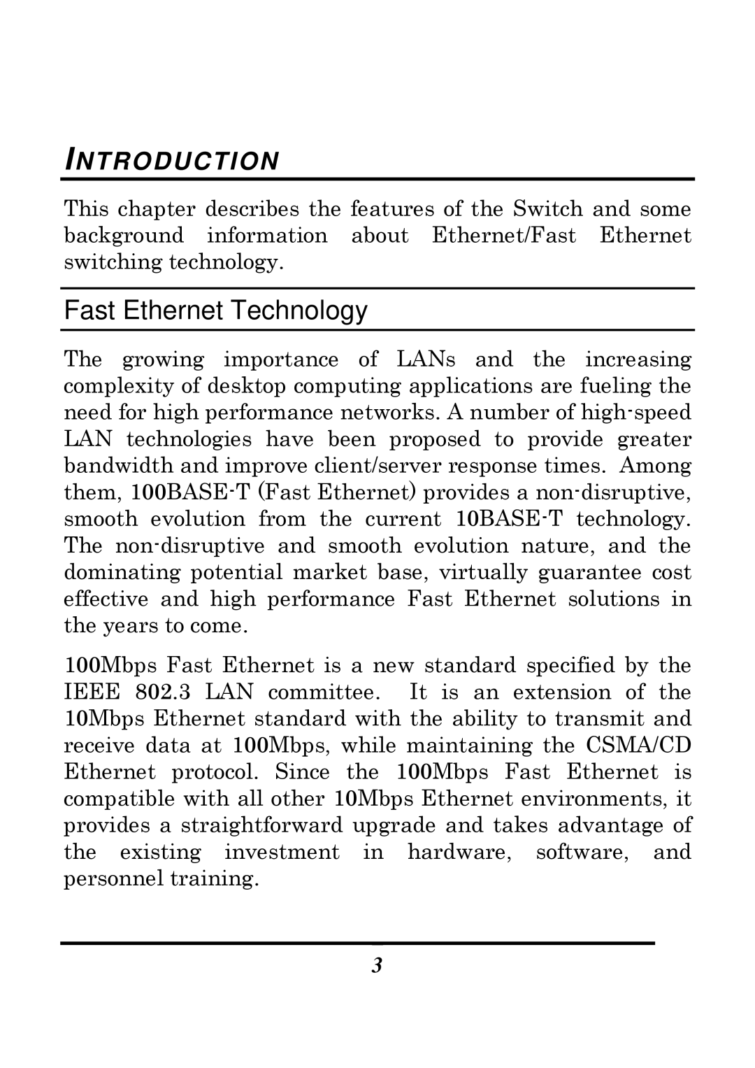 LevelOne FSW-1609TFX, FSW-2409TFX user manual Fast Ethernet Technology, Introduction 