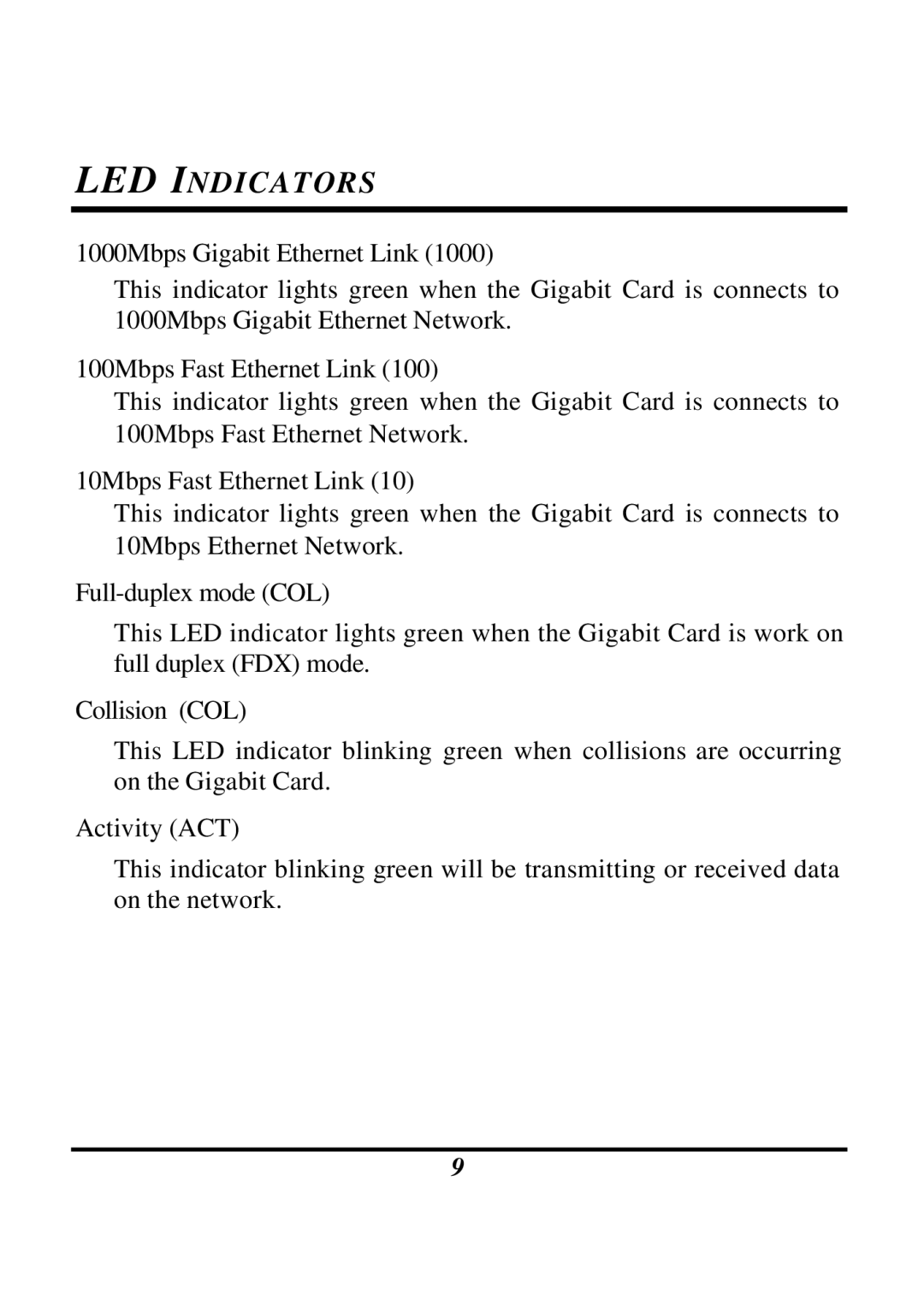 LevelOne GNC-0102T manual LED Indicators 