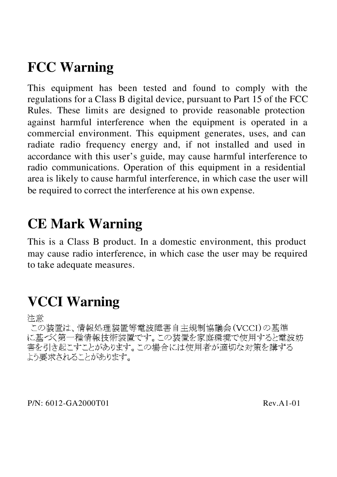 LevelOne GNC-0102T manual FCC Warning 