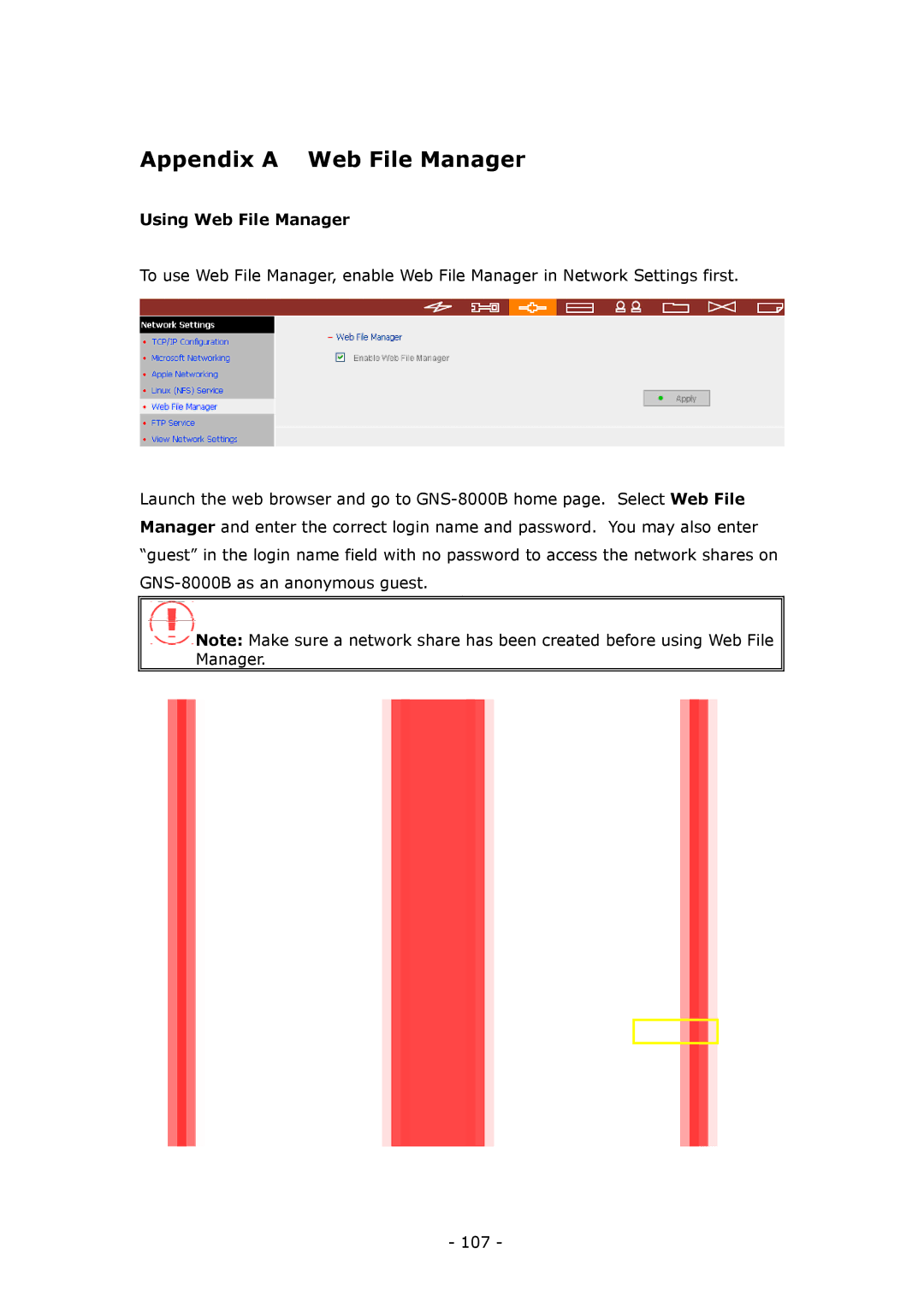 LevelOne GNS-8000B user manual Appendix a Web File Manager, Using Web File Manager 