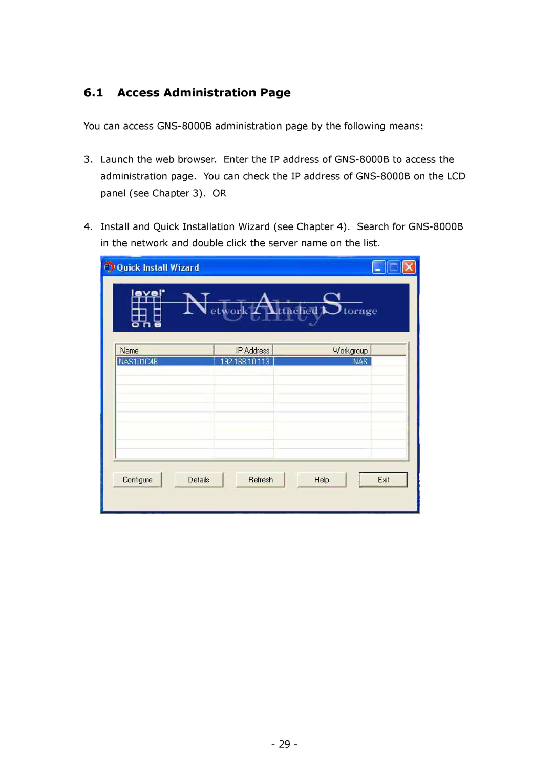 LevelOne GNS-8000B user manual Access Administration 