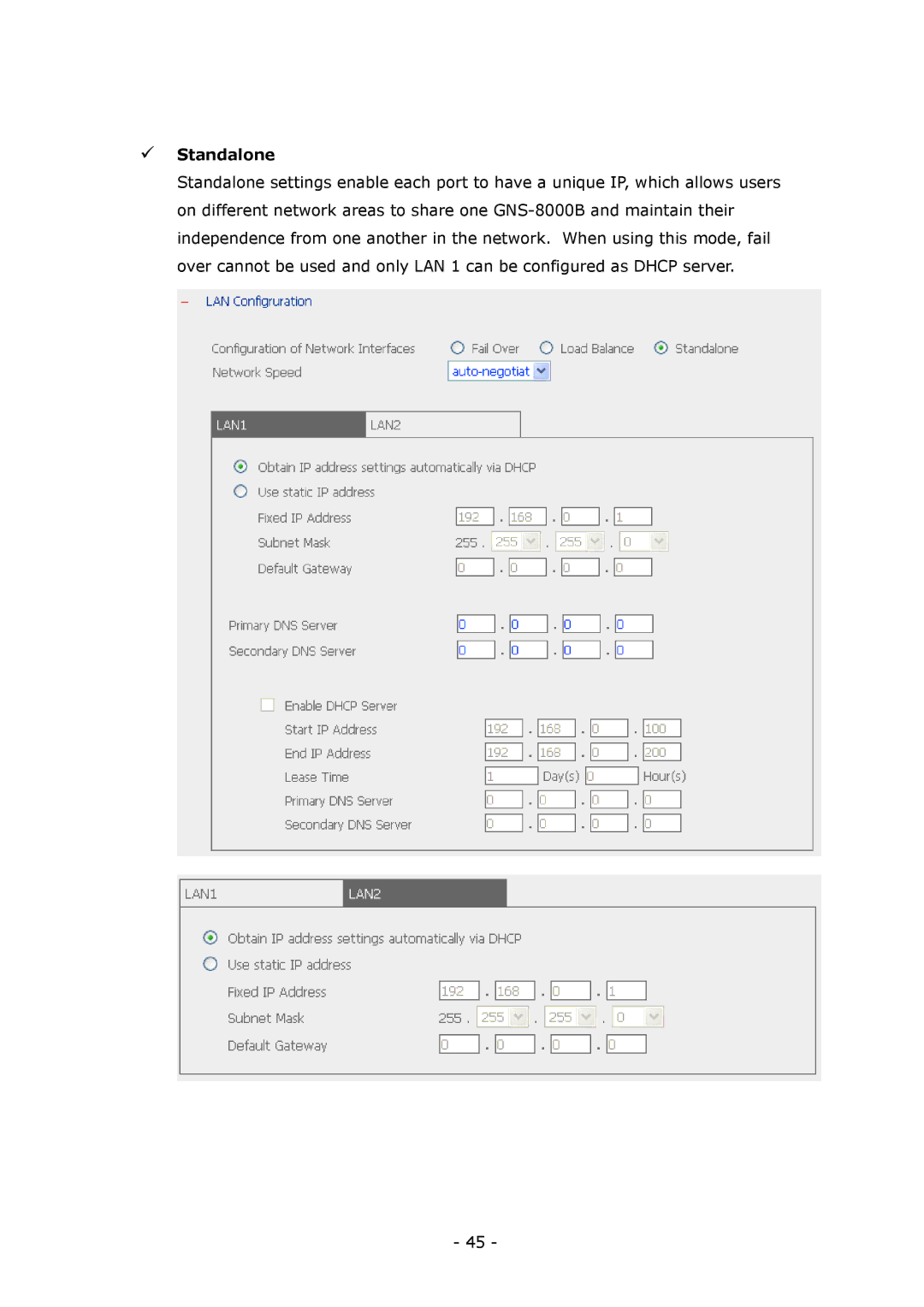 LevelOne GNS-8000B user manual Standalone 