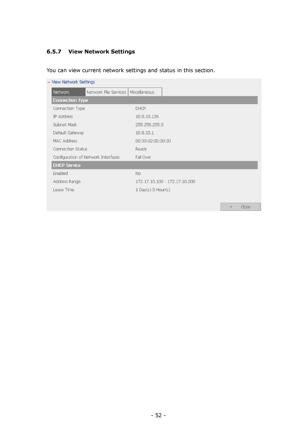 LevelOne GNS-8000B user manual View Network Settings 