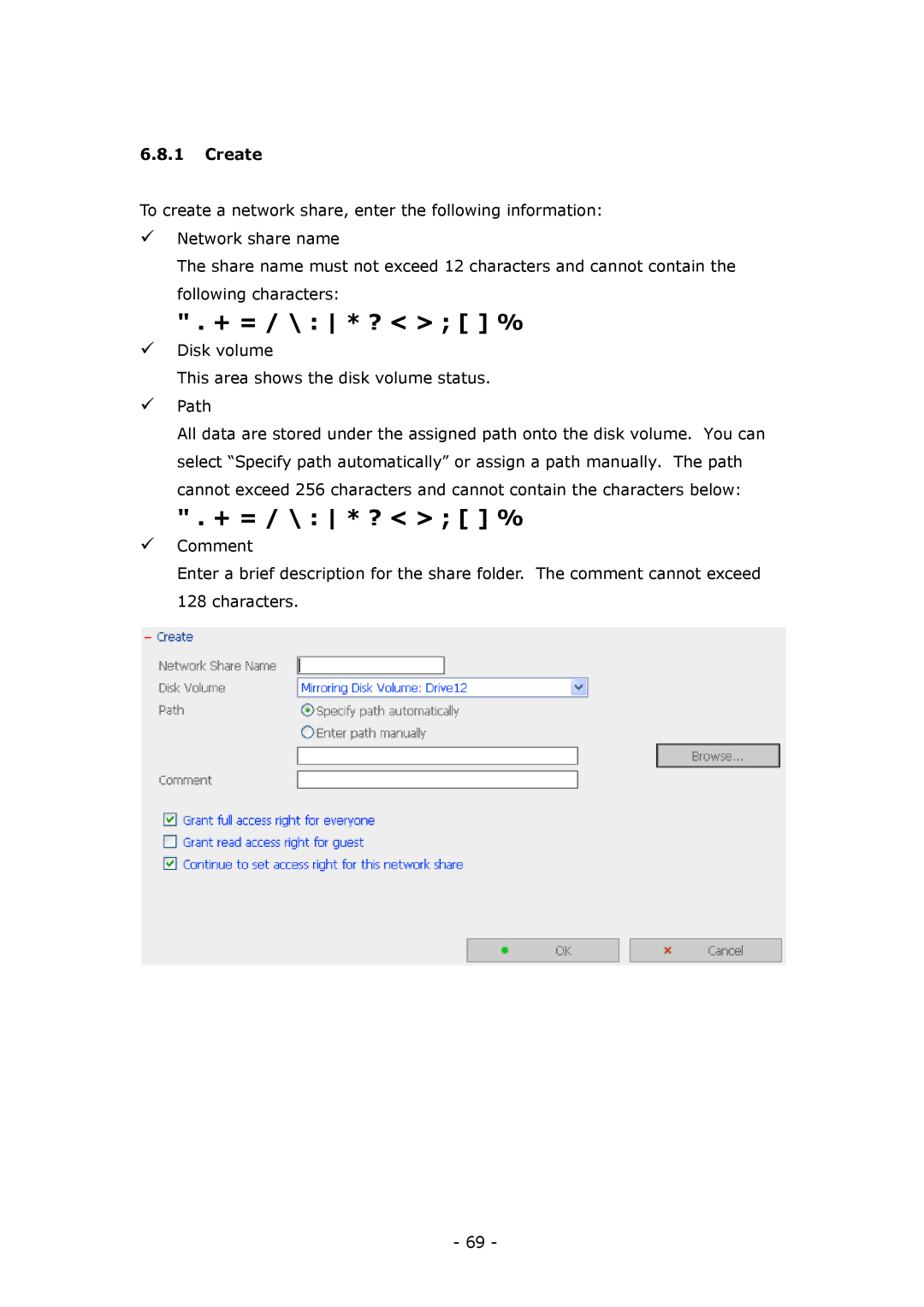 LevelOne GNS-8000B user manual + = / \ * ? %, Create 