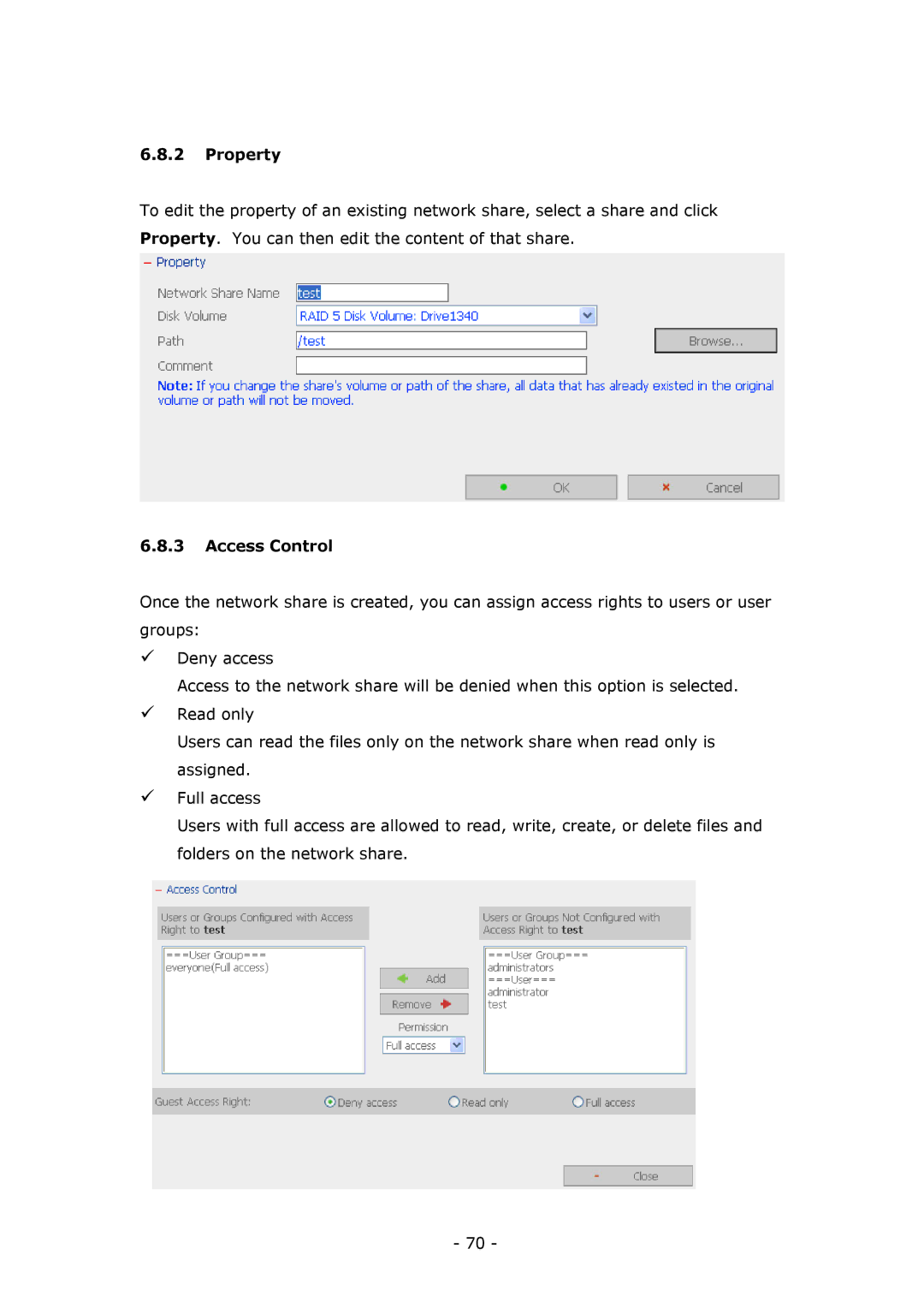 LevelOne GNS-8000B user manual Property, Access Control 