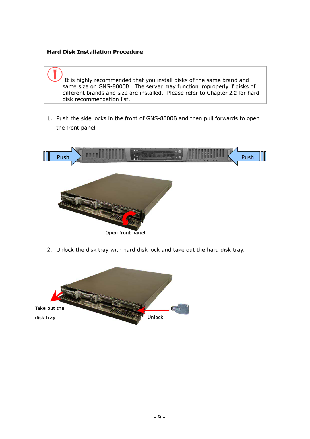 LevelOne GNS-8000B user manual Hard Disk Installation Procedure 