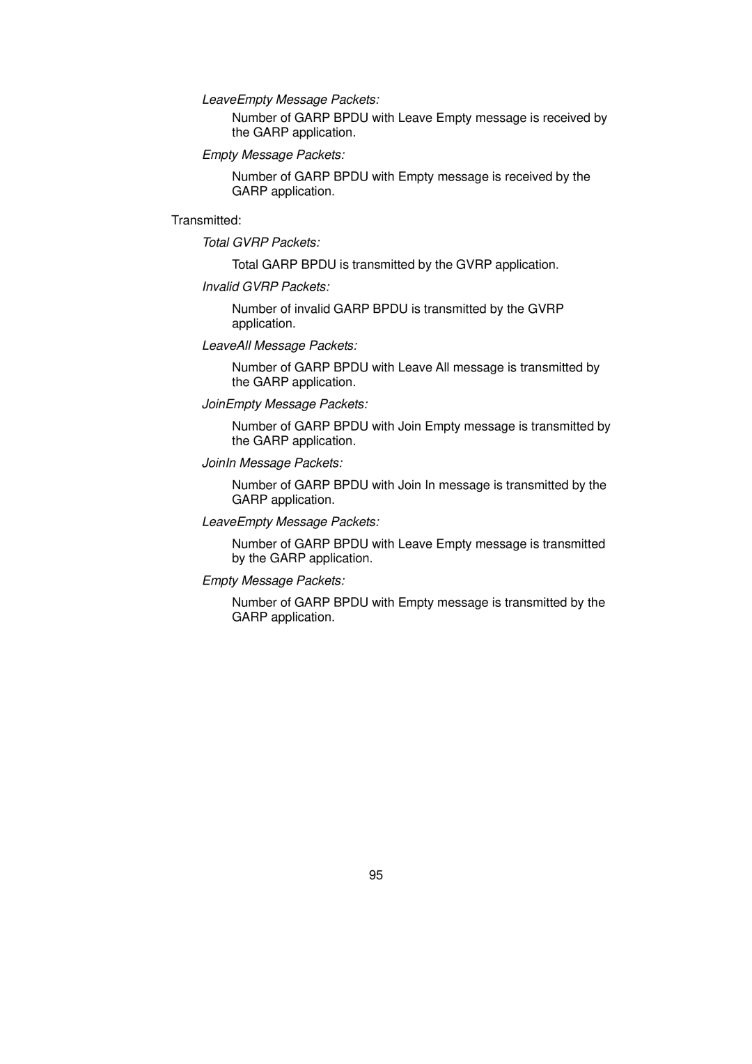 LevelOne GSW-0890 user manual LeaveEmpty Message Packets 