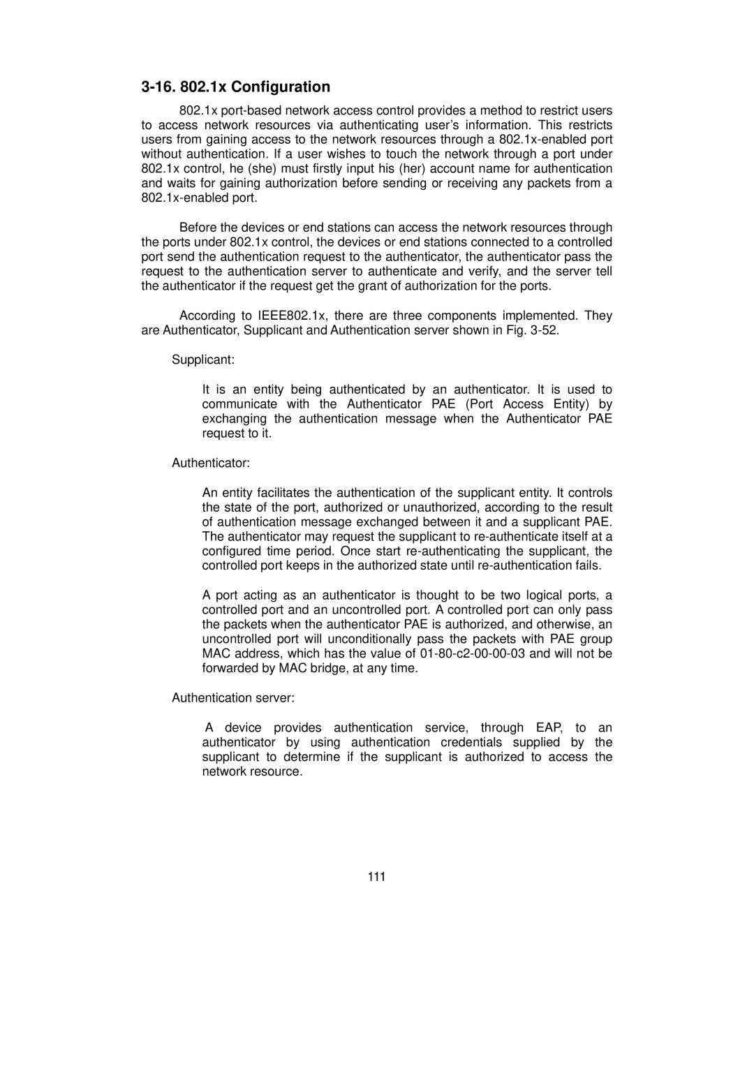 LevelOne GSW-0890 user manual 16 .1x Configuration 