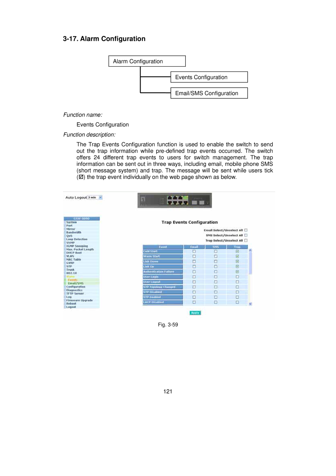 LevelOne GSW-0890 user manual Alarm Configuration 