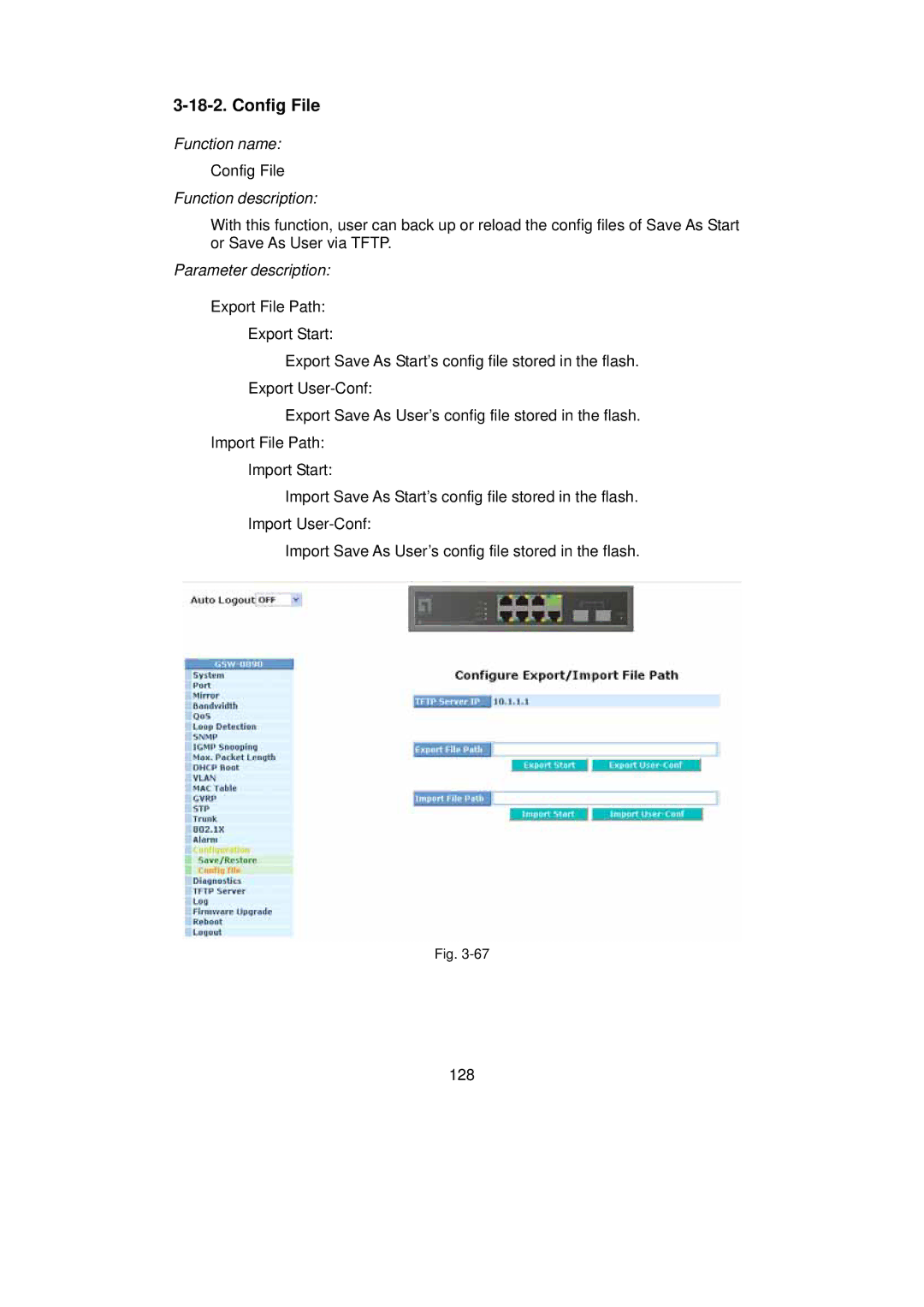 LevelOne GSW-0890 user manual Config File 