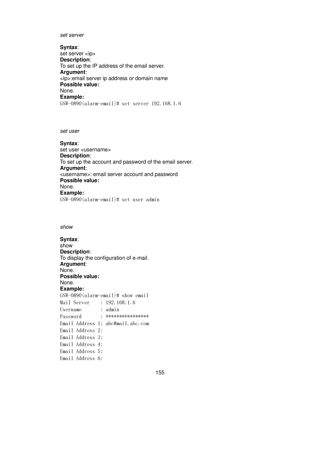 LevelOne GSW-0890 user manual Syntax show Description 