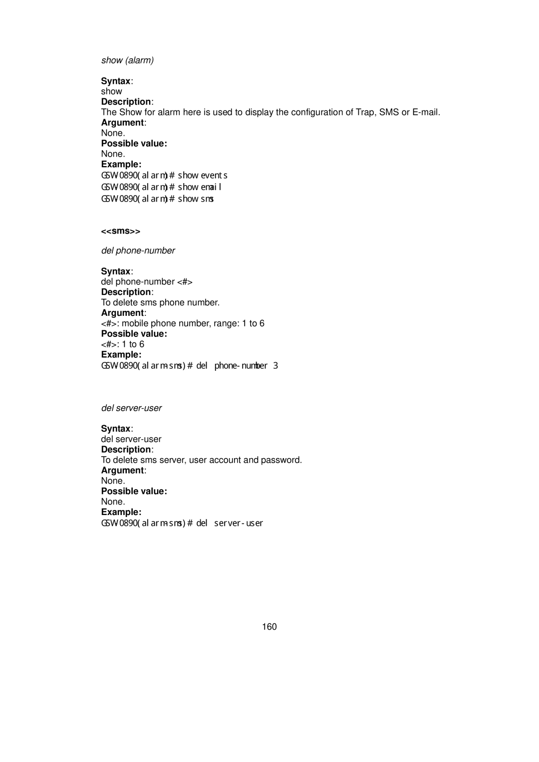 LevelOne GSW-0890 user manual Sms 