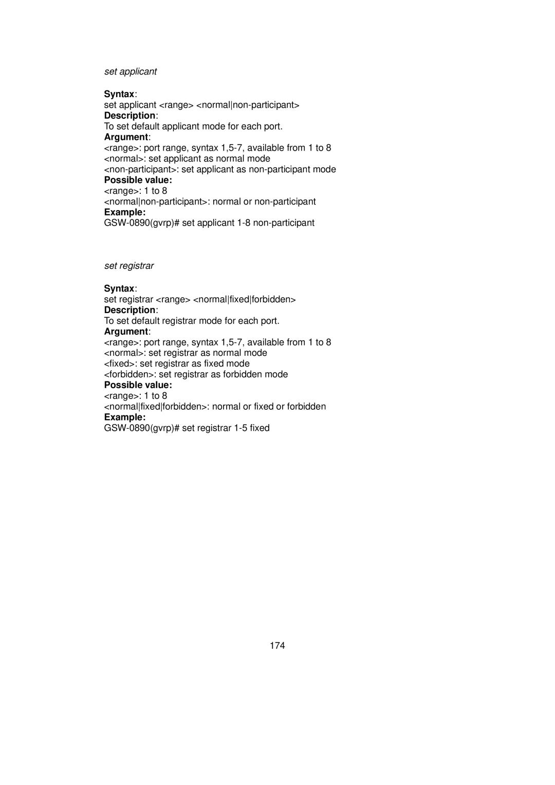 LevelOne GSW-0890 user manual Possible value range 1 to 