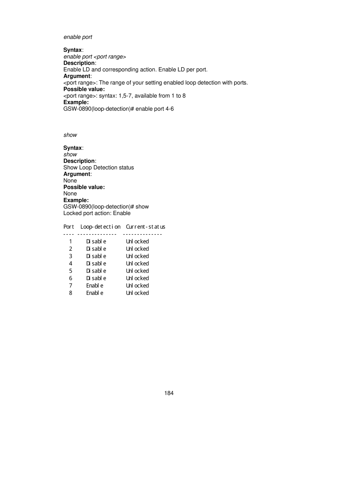 LevelOne GSW-0890 user manual Port 