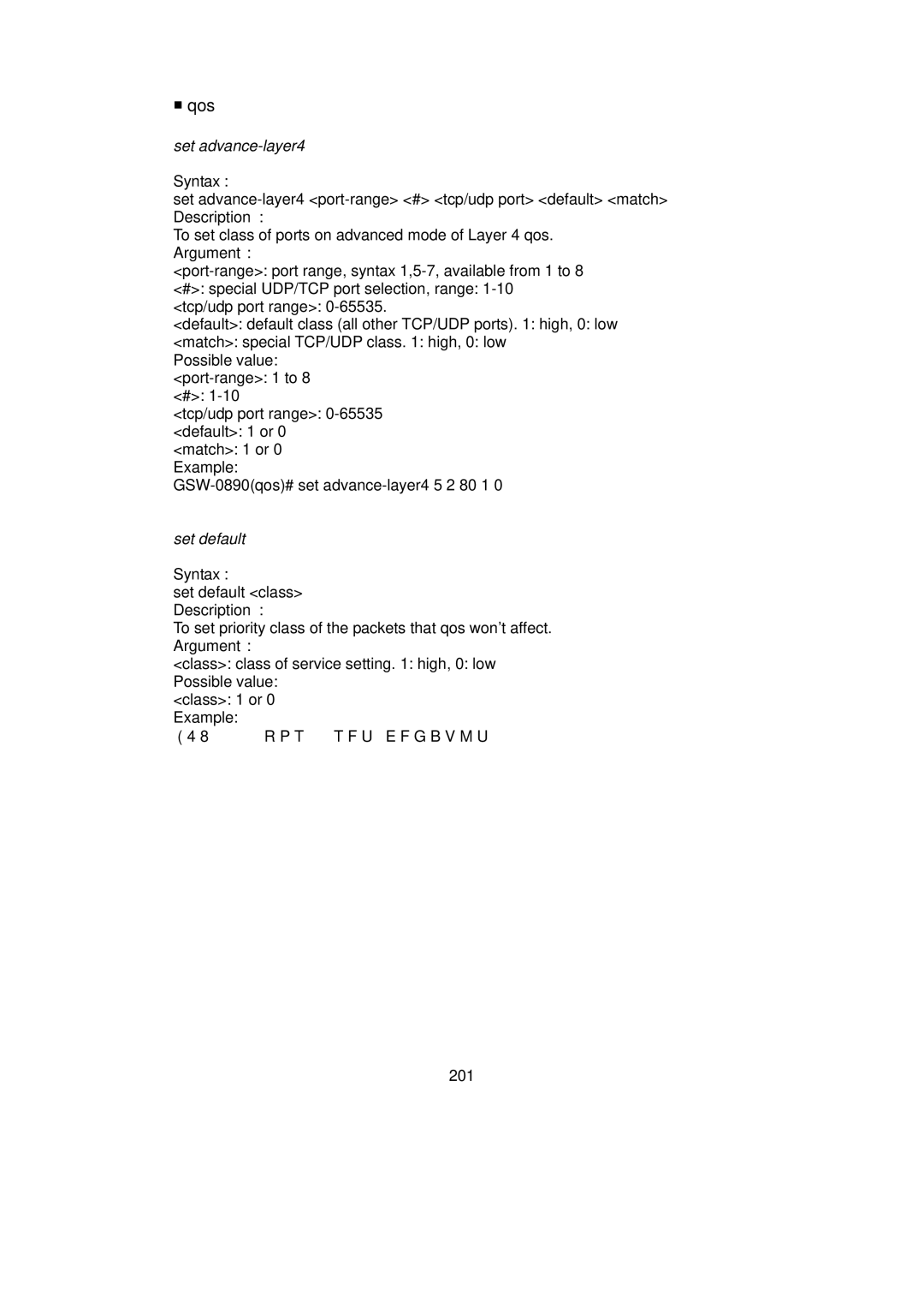 LevelOne GSW-0890 user manual Qos, Possible value port-range 1 to 8 # 