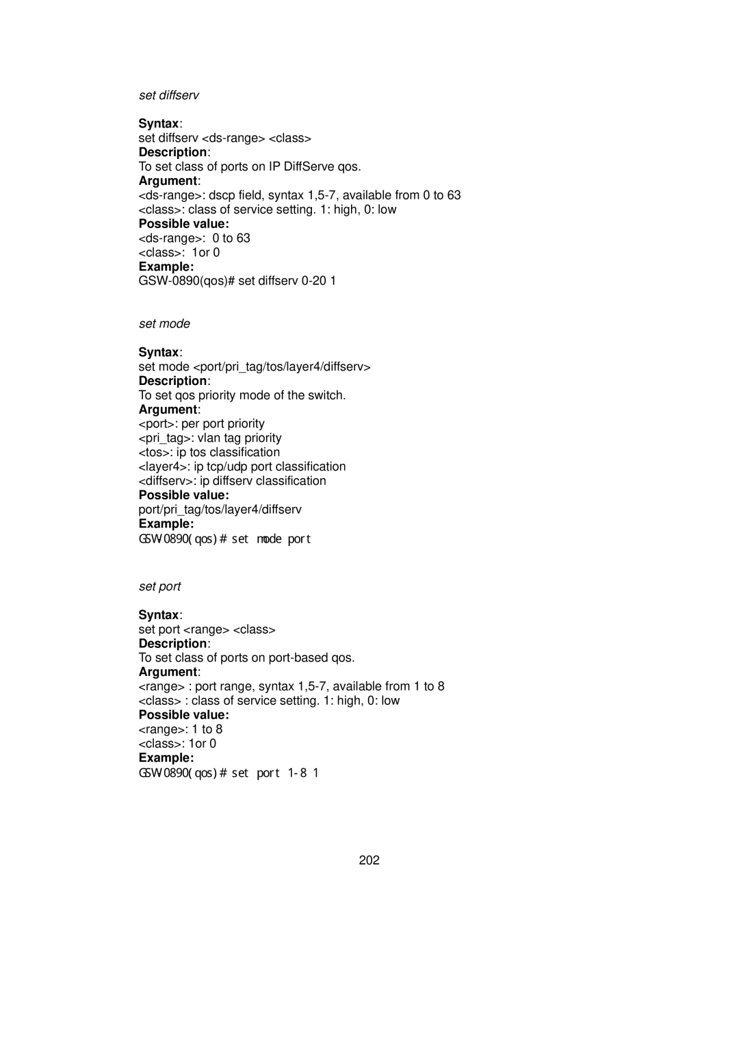 LevelOne GSW-0890 Possible value ds-range 0 to 63 class 1or Example, Possible value range 1 to 8 class 1or Example 