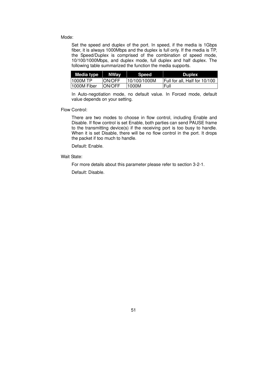 LevelOne GSW-0890 user manual Media type NWay Speed Duplex 