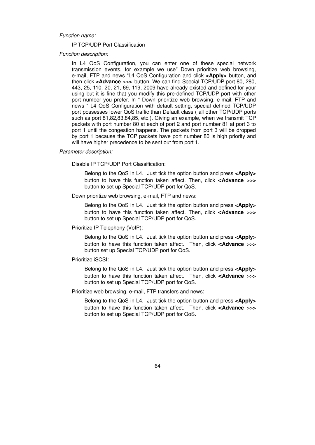 LevelOne GSW-0890 user manual IP TCP/UDP Port Classification 