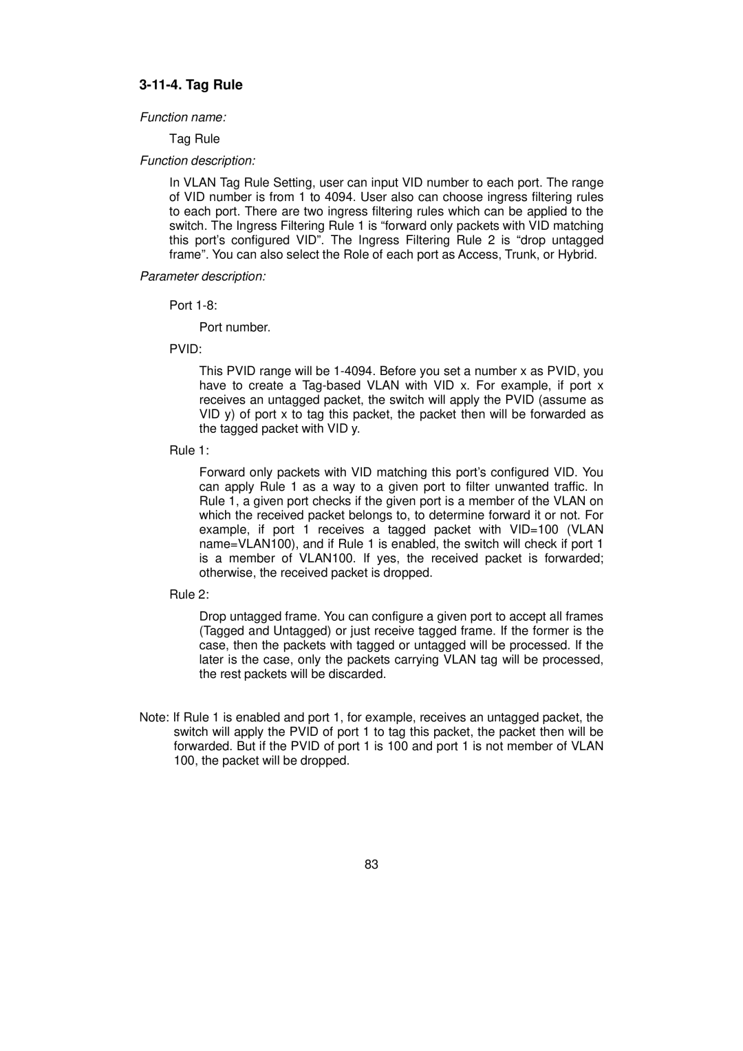 LevelOne GSW-0890 user manual Tag Rule 