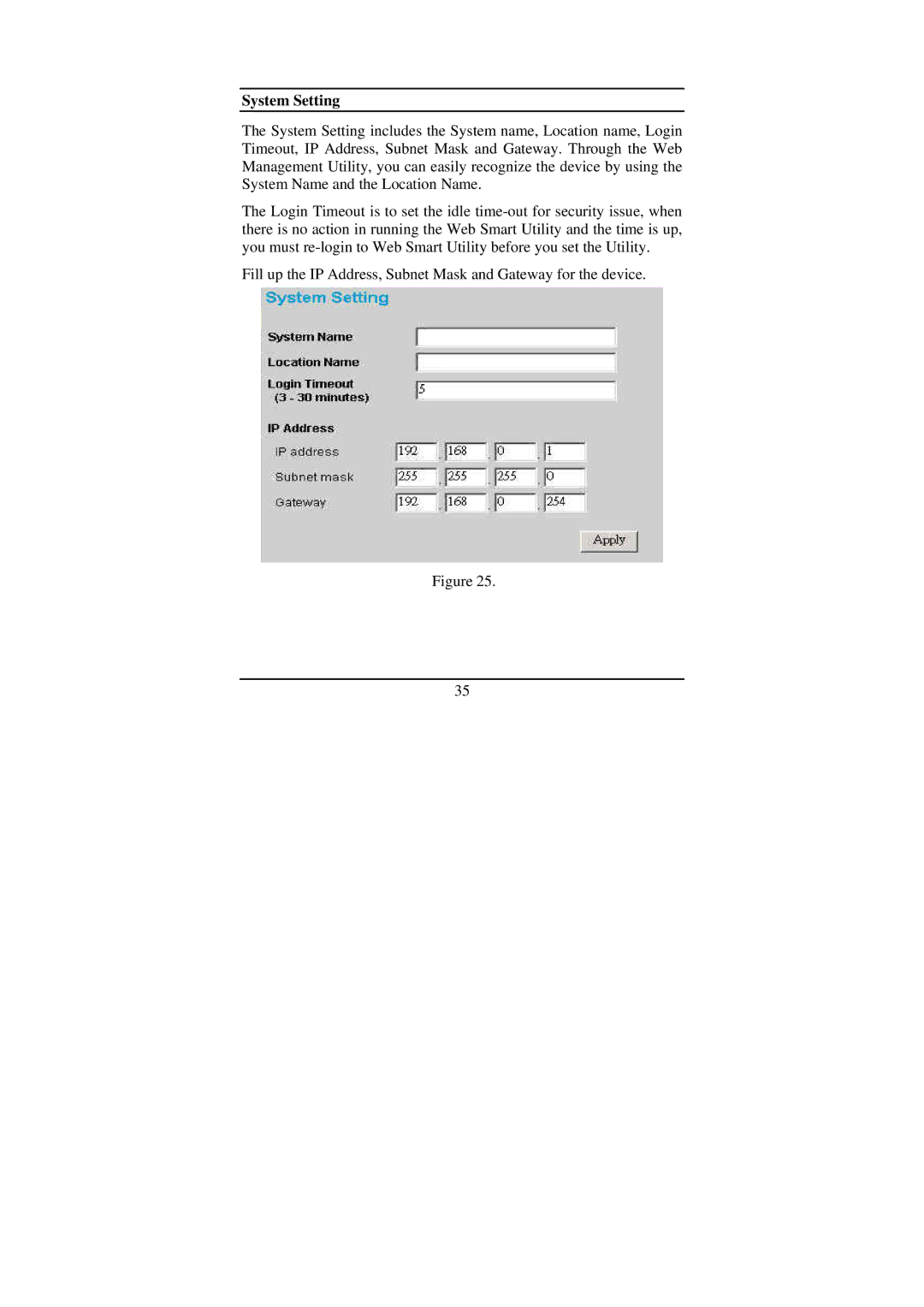 LevelOne GSW-1675T manual System Setting 