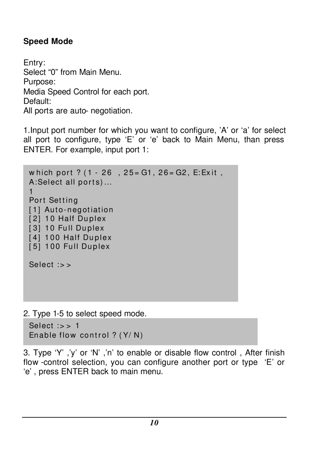 LevelOne GSW-2401TX, GSW-1601TX user manual Speed Mode 