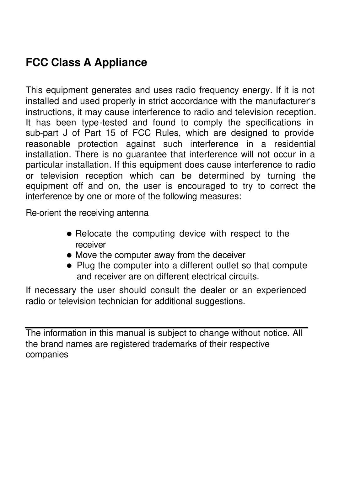 LevelOne GSW-2401TX, GSW-1601TX user manual FCC Class a Appliance 