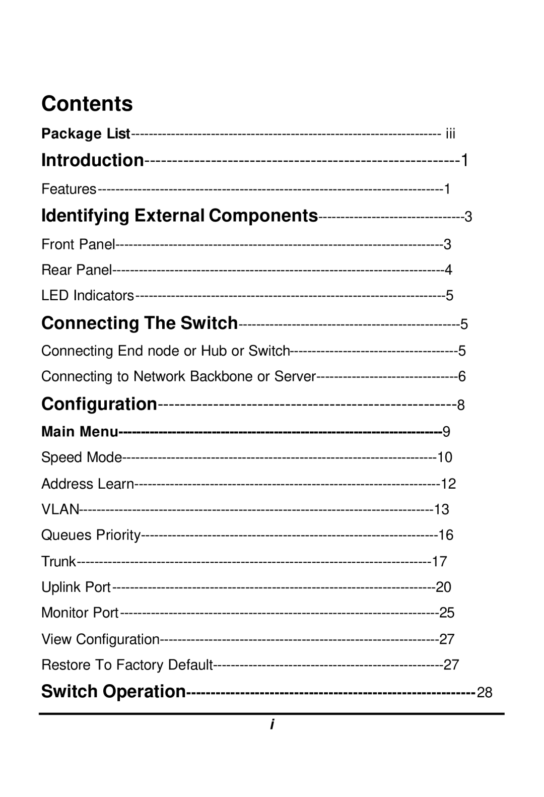 LevelOne GSW-1601TX, GSW-2401TX user manual Contents 