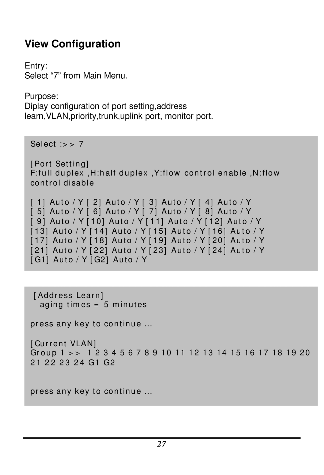 LevelOne GSW-1601TX, GSW-2401TX user manual View Configuration 