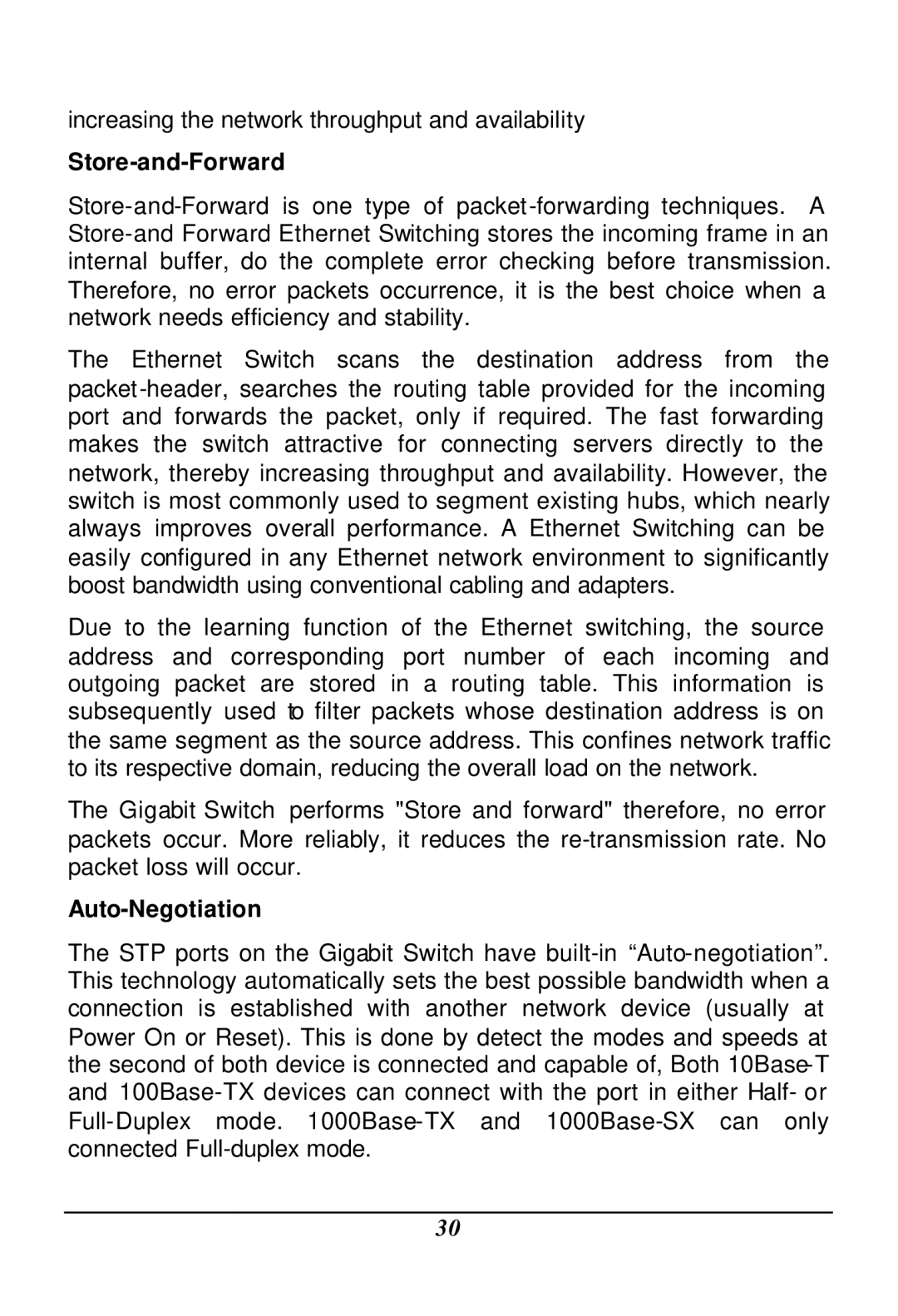 LevelOne GSW-2401TX, GSW-1601TX user manual Store-and-Forward, Auto-Negotiation 