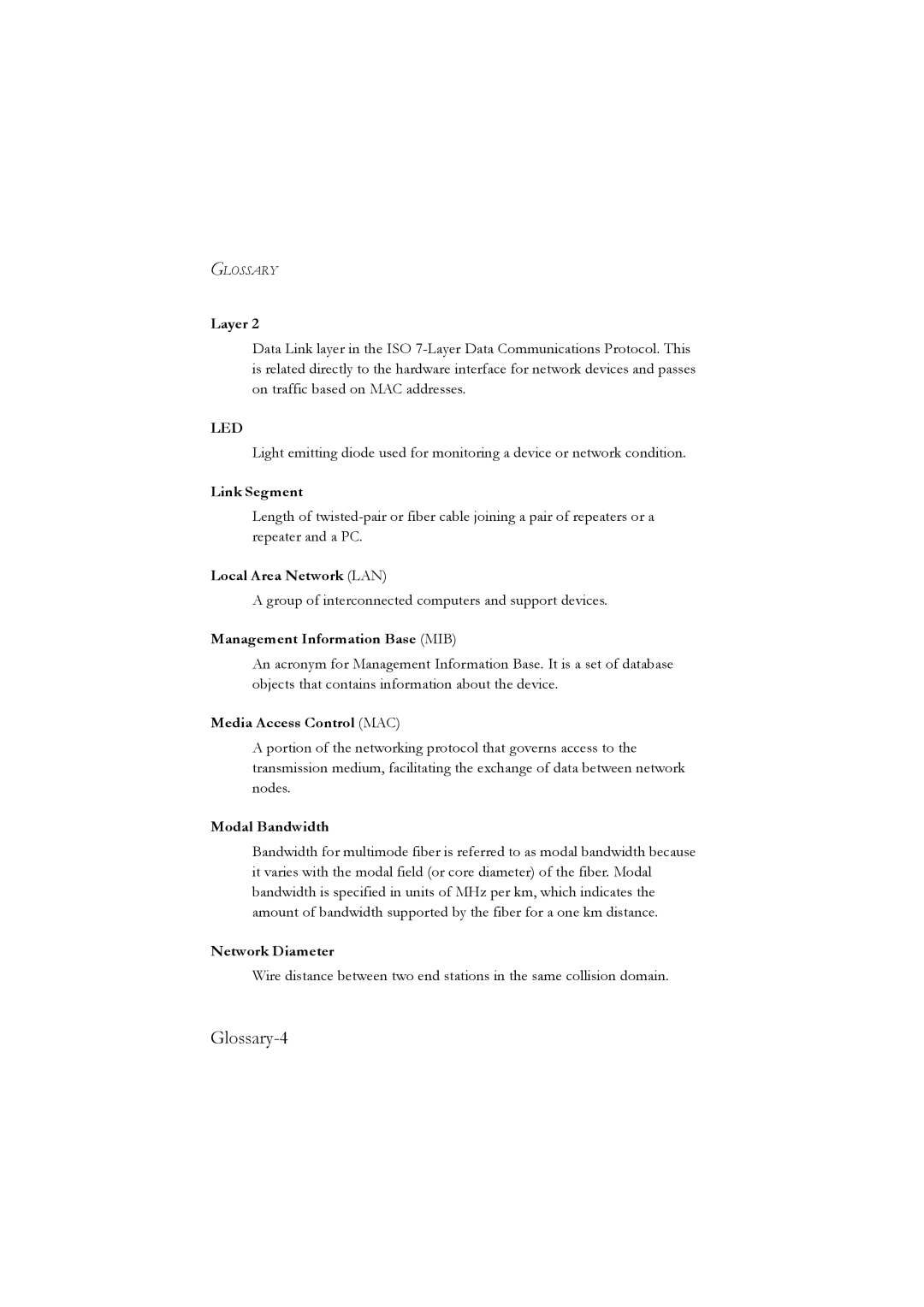 LevelOne GSW-2476 Layer, Link Segment, Local Area Network LAN, Management Information Base MIB, Media Access Control MAC 