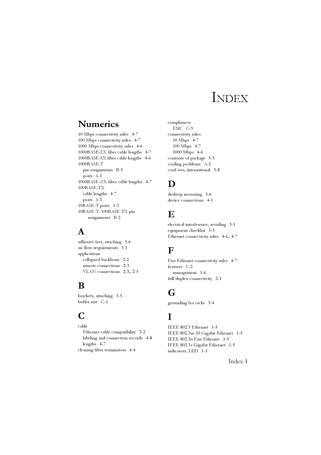 LevelOne GSW-2476 user manual Index, Numerics 