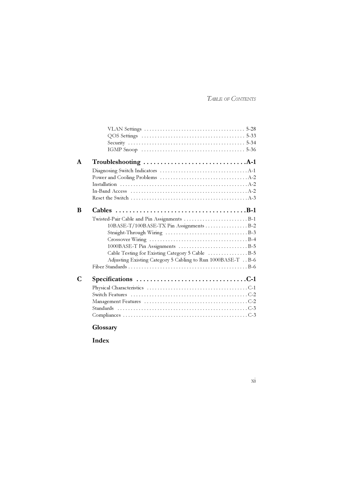 LevelOne GSW-2476 user manual Glossary Index 