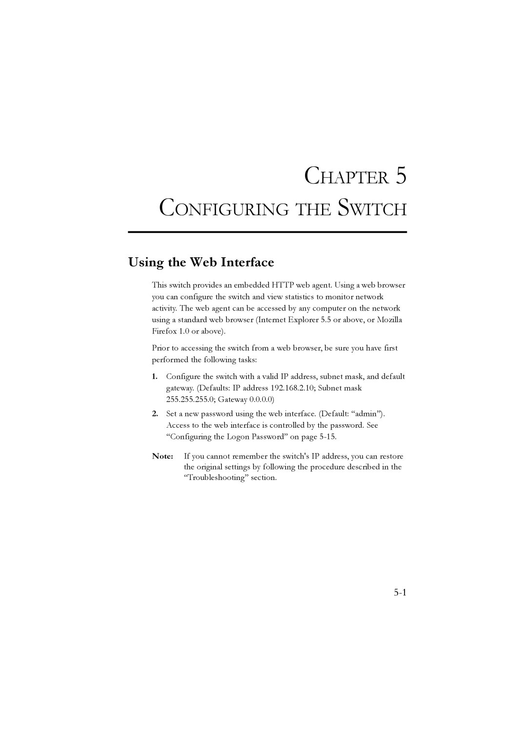 LevelOne GSW-2476 user manual Configuring the Switch, Using the Web Interface 