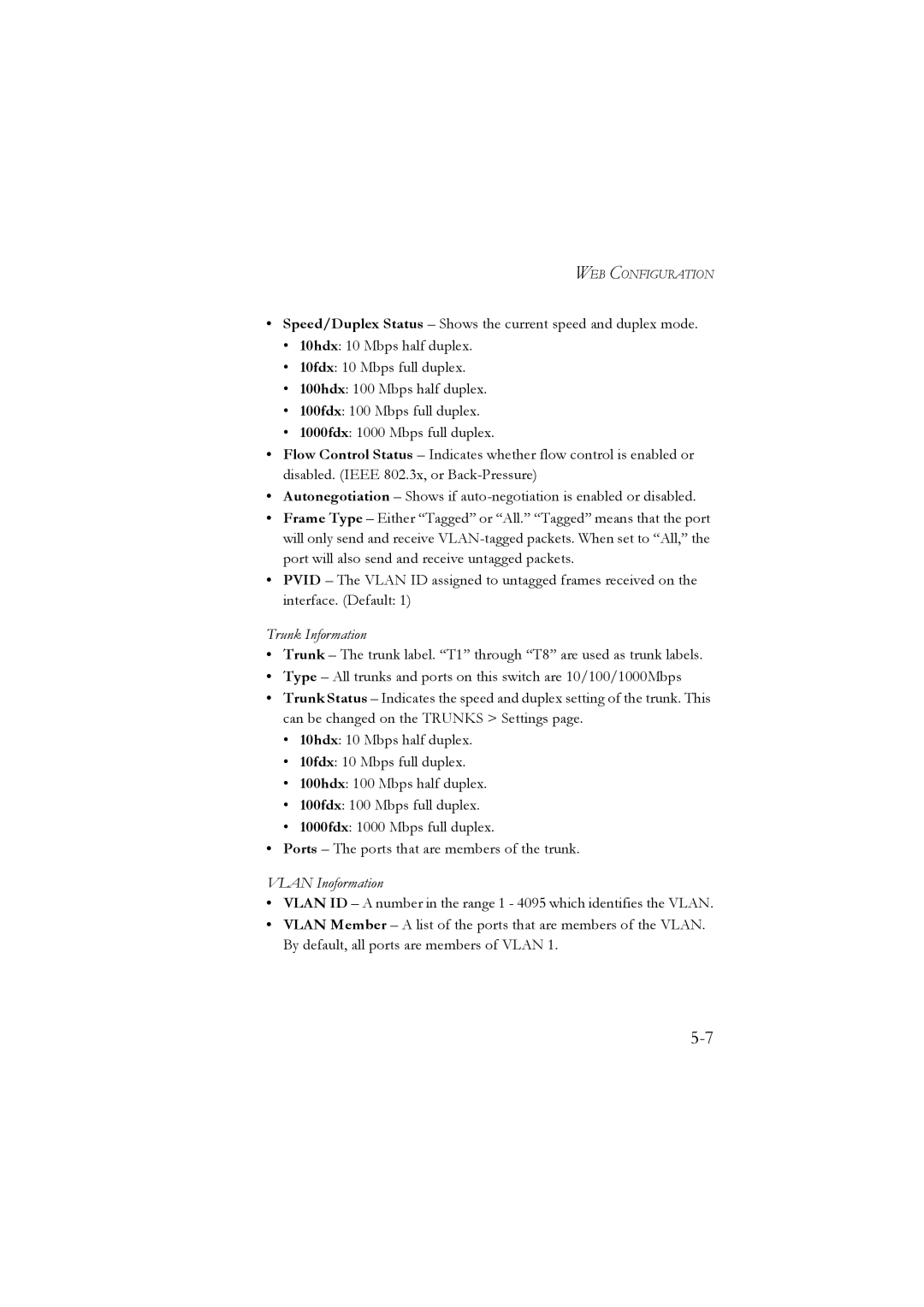 LevelOne GSW-2476 user manual Trunk Information 