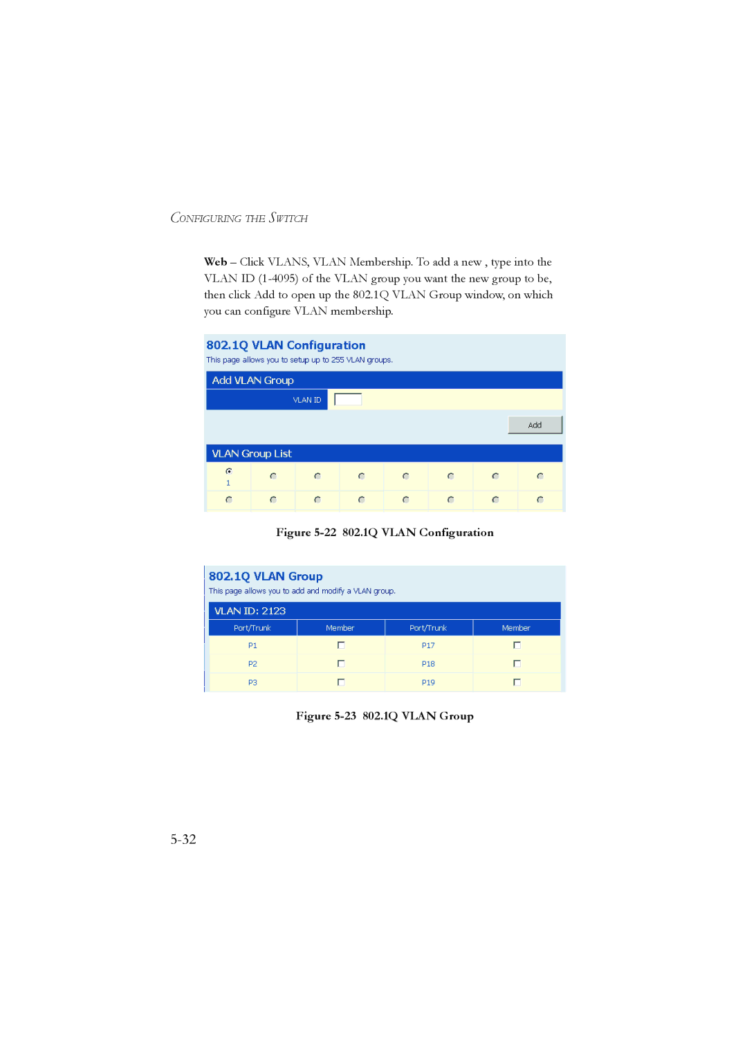 LevelOne GSW-2476 user manual 22 802.1Q Vlan Configuration 