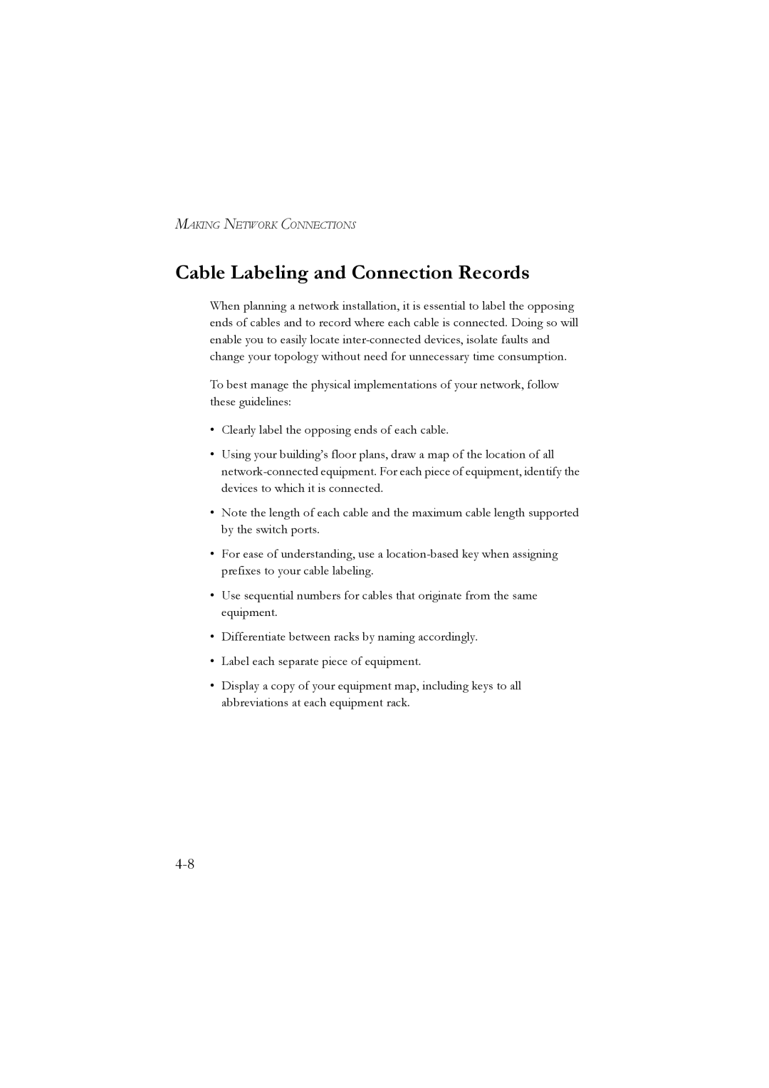 LevelOne GSW-2476 manual Cable Labeling and Connection Records 