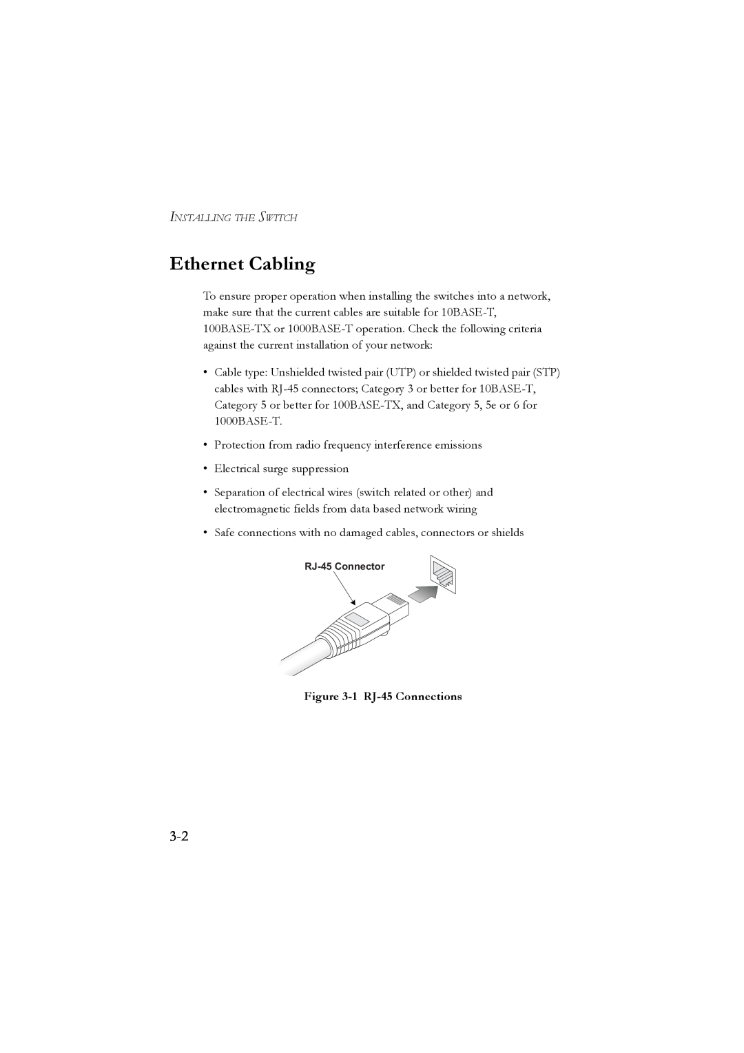 LevelOne GSW-2476 user manual Ethernet Cabling, 1 RJ-45 Connections 