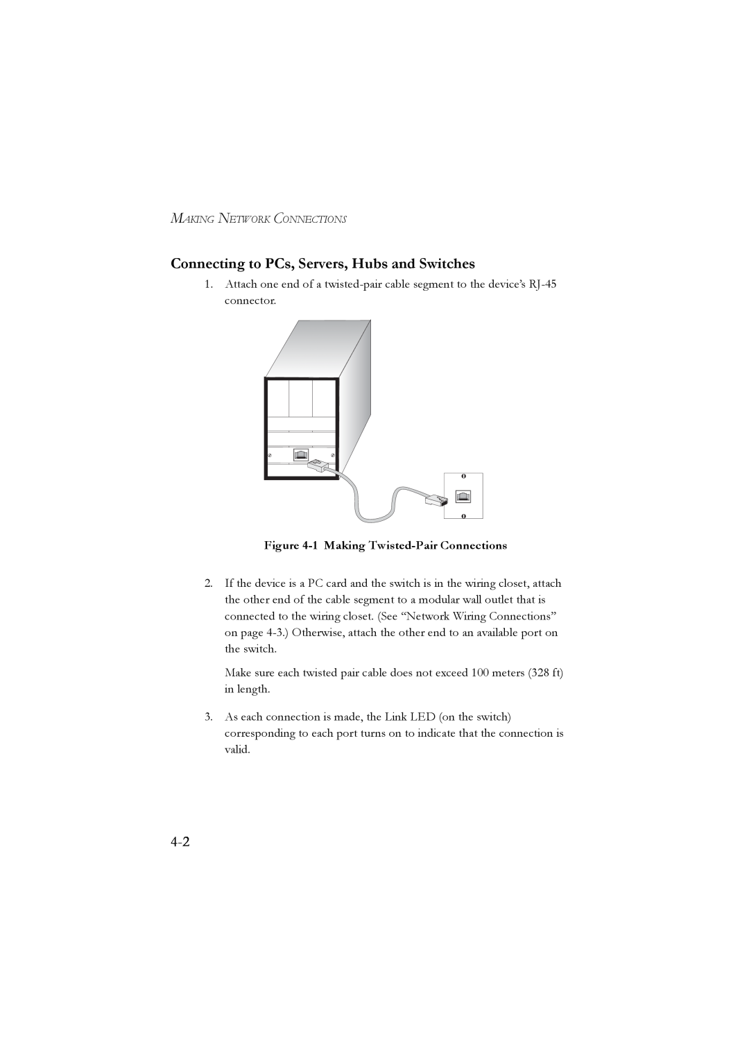 LevelOne GSW-2476 user manual Connecting to PCs, Servers, Hubs and Switches, 1 Making Twisted-Pair Connections 