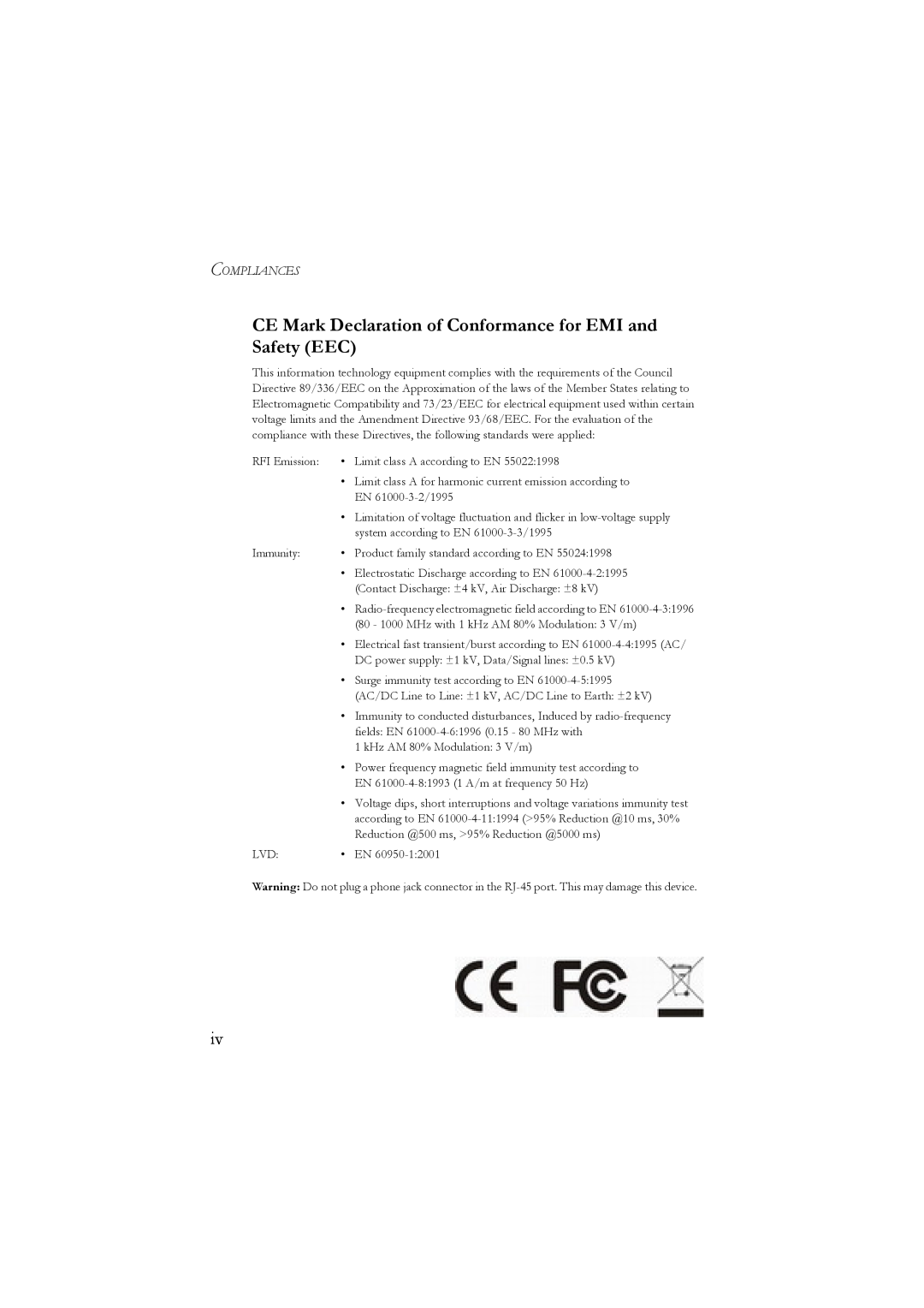 LevelOne GSW-2476 user manual CE Mark Declaration of Conformance for EMI and Safety EEC, Compliances 
