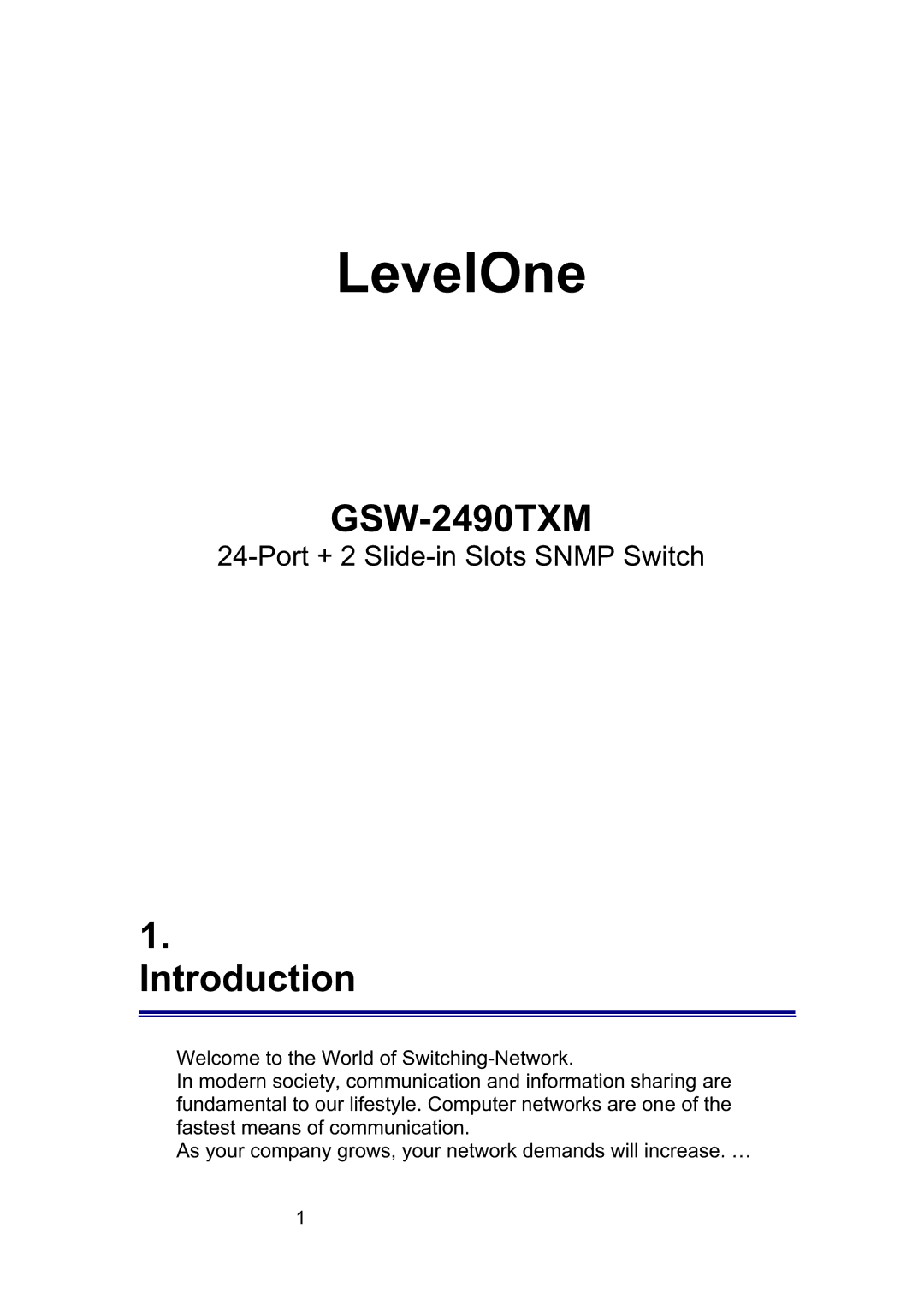 LevelOne GSW-2490TXM manual LevelOne 