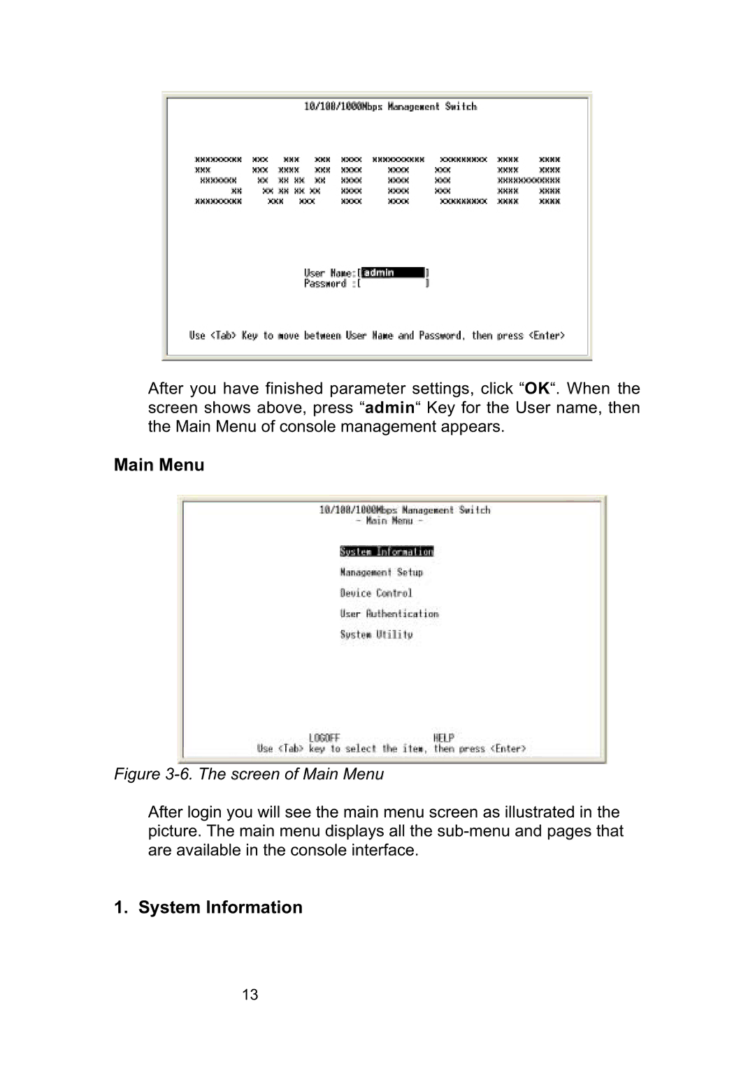 LevelOne GSW-2490TXM manual Main Menu, System Information 