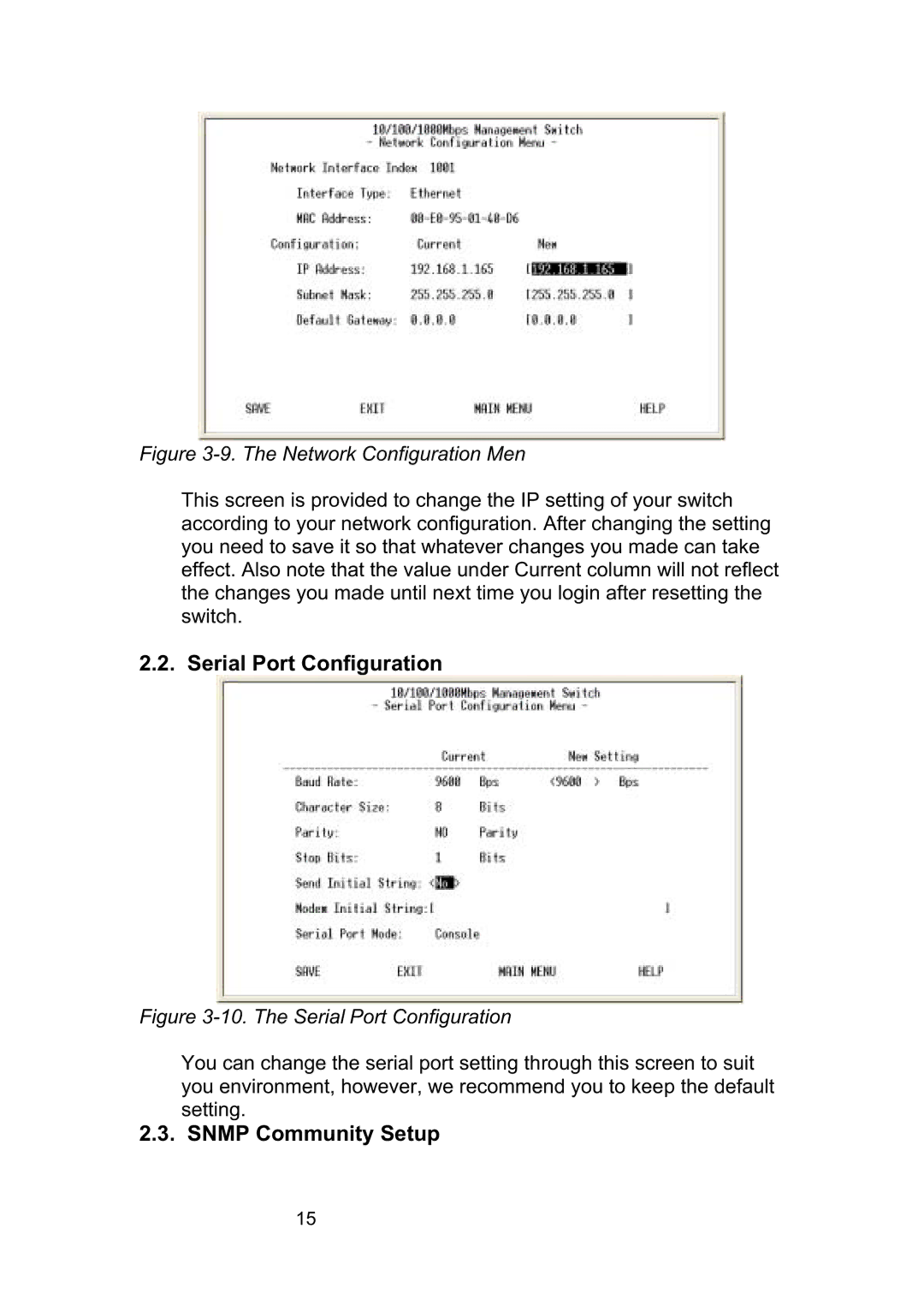 LevelOne GSW-2490TXM manual Serial Port Configuration, Snmp Community Setup 