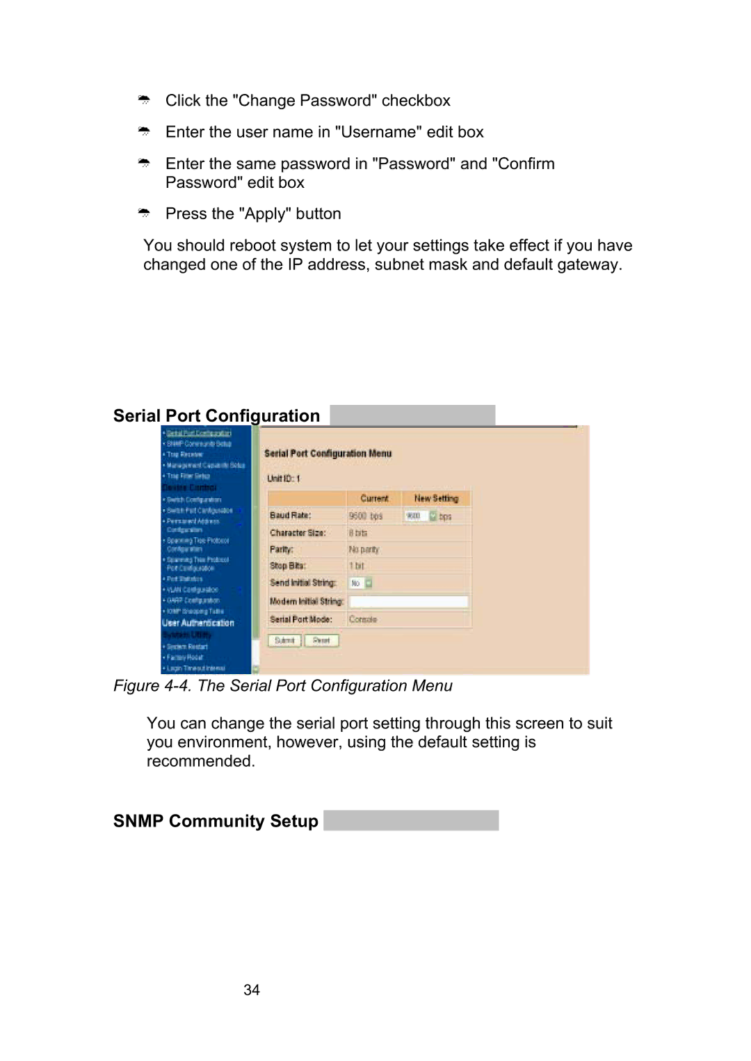 LevelOne GSW-2490TXM manual Serial Port Configuration Menu 