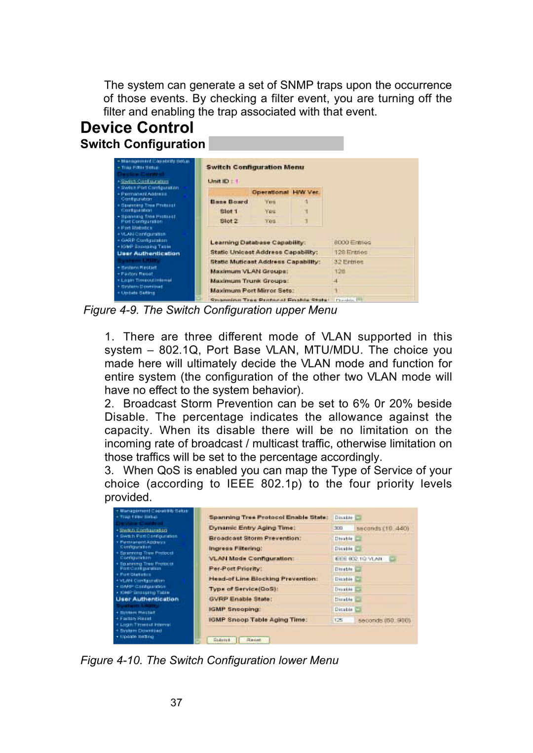 LevelOne GSW-2490TXM manual Device Control, Switch Configuration 